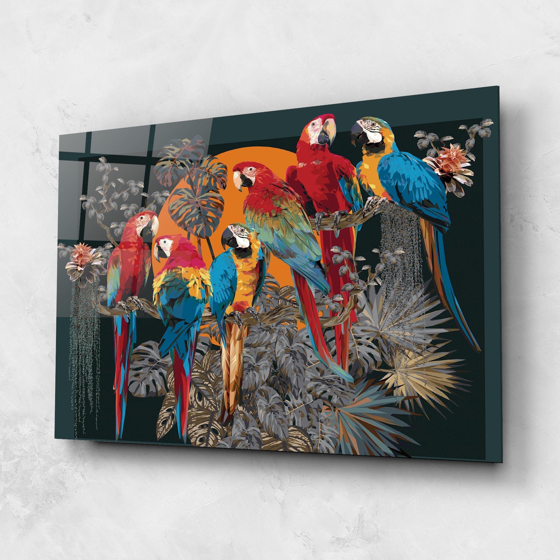 Üvegkép Family Parrot mockup 1