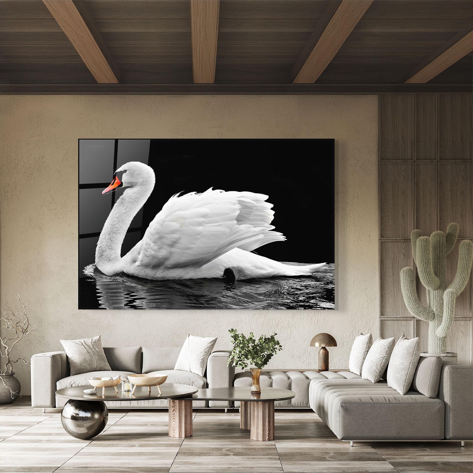 Üvegkép Black And White Swan mockup 8