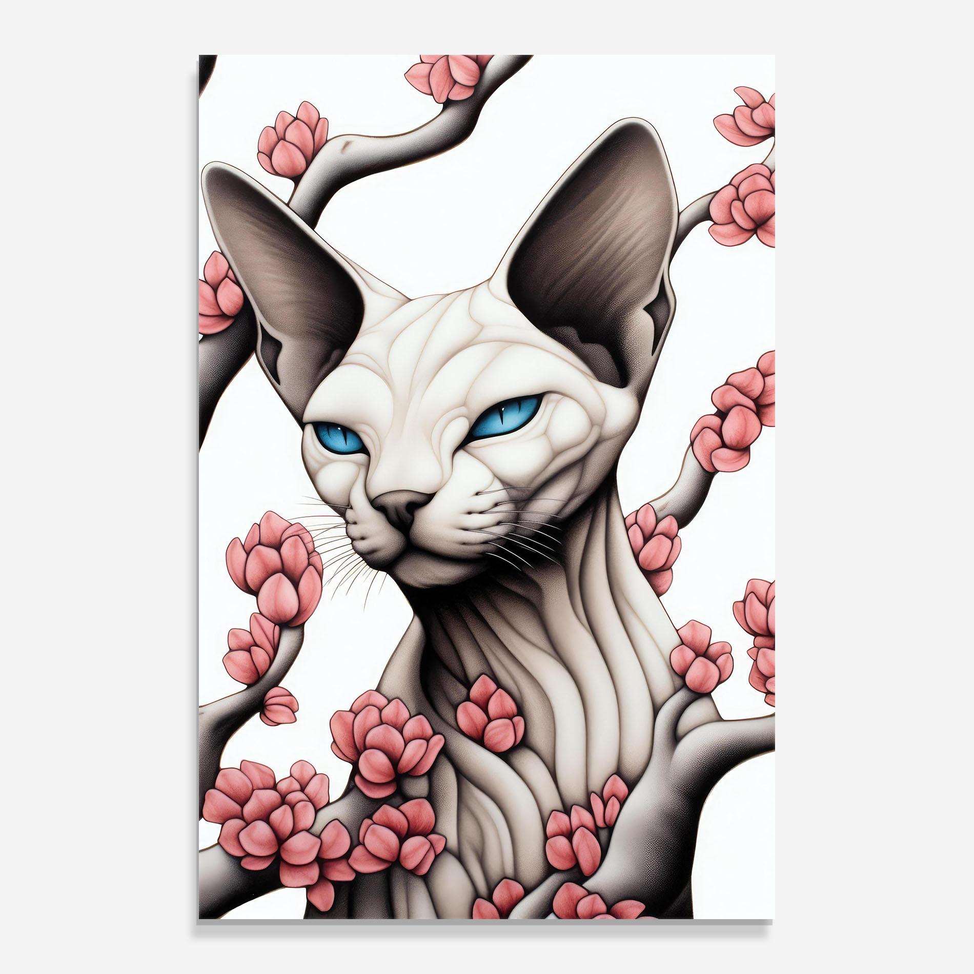 Üvegkép Blue Eyes Cat Drawing mockup 0