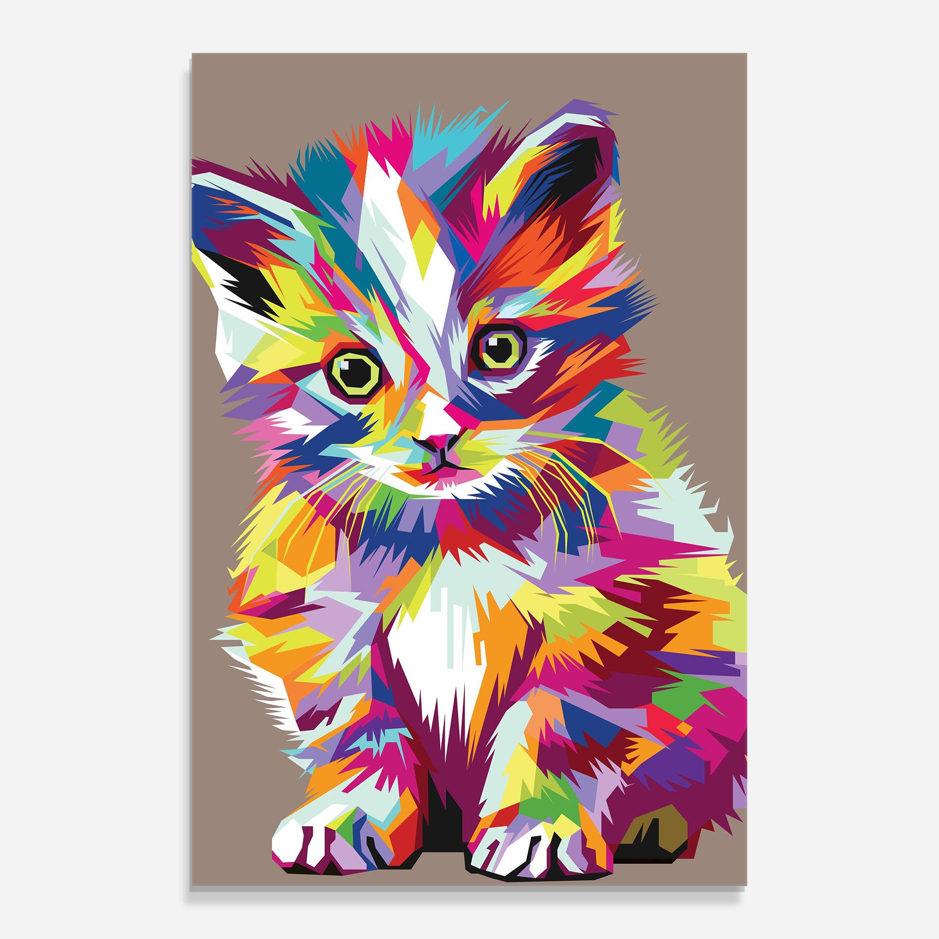Üvegkép Colorful Cat mockup 0
