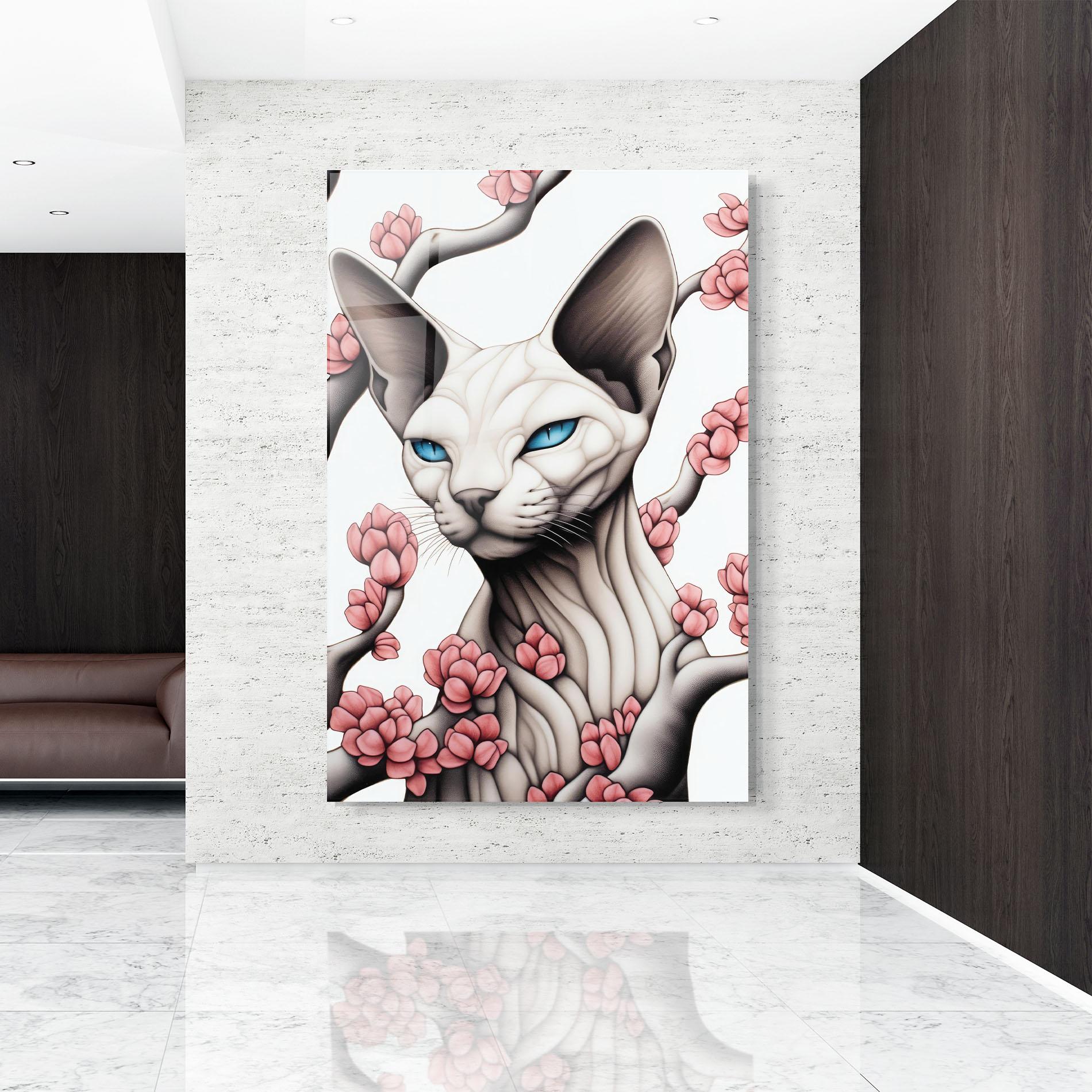 Üvegkép Blue Eyes Cat Drawing mockup 9
