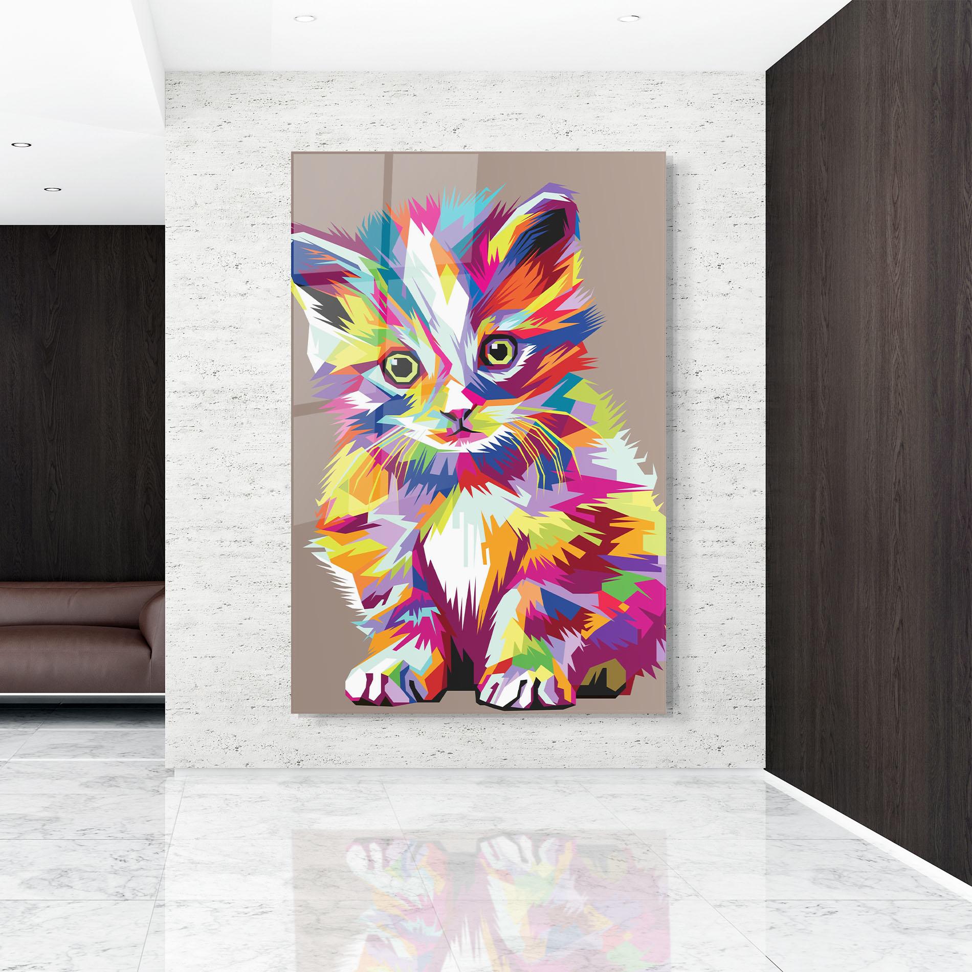Üvegkép Colorful Cat mockup 9