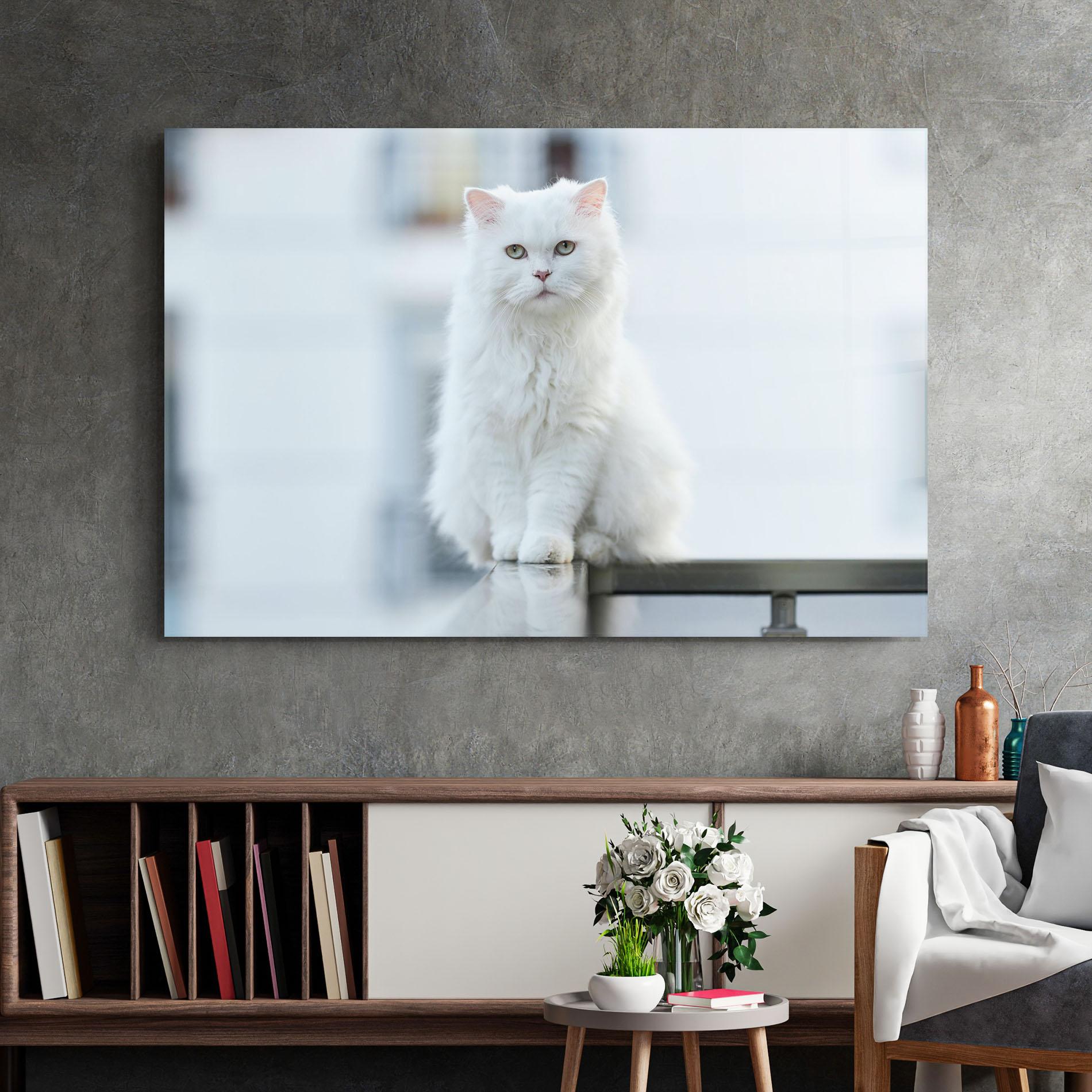 Üvegkép Big White Cat mockup 2