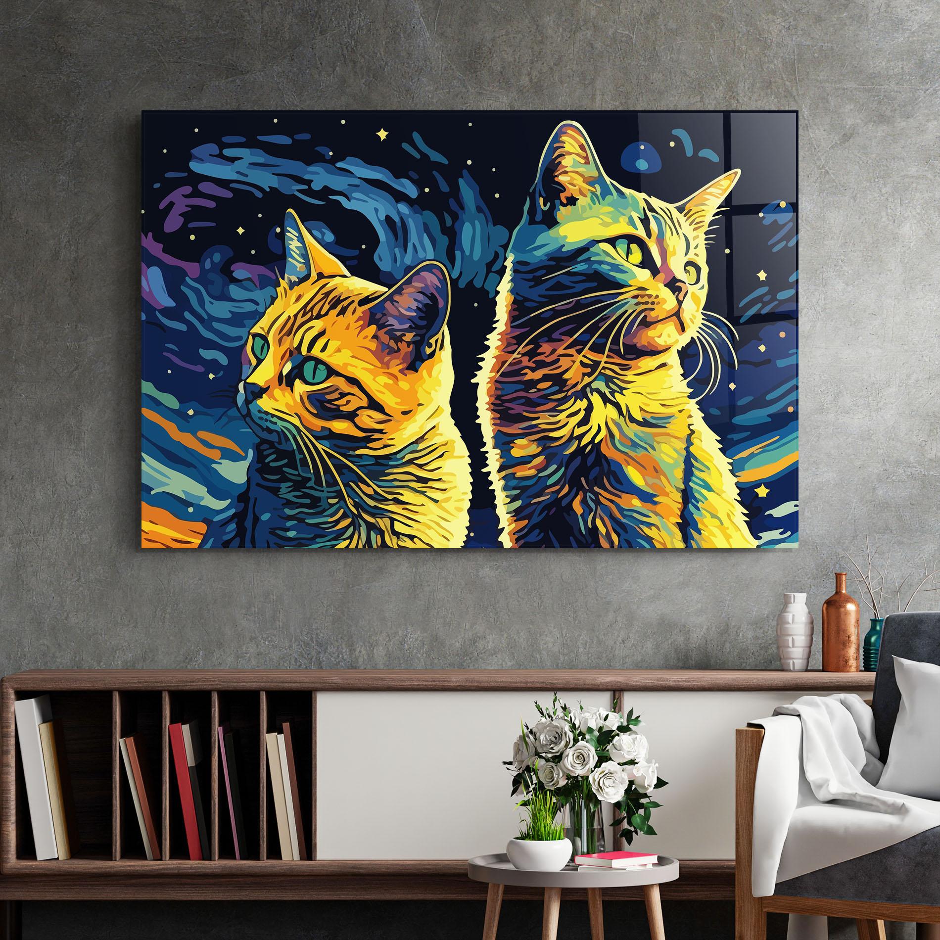 Üvegkép Cat Painting mockup 2