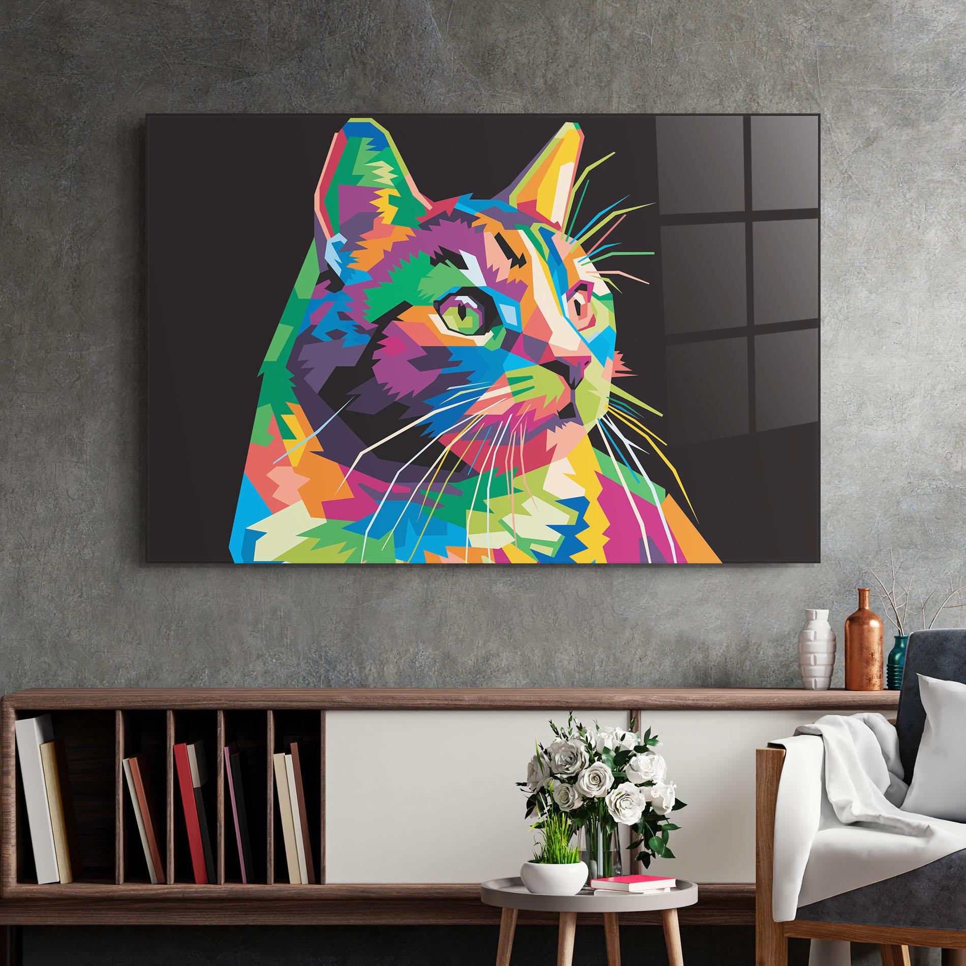 Üvegkép Color Mix Cat mockup 2