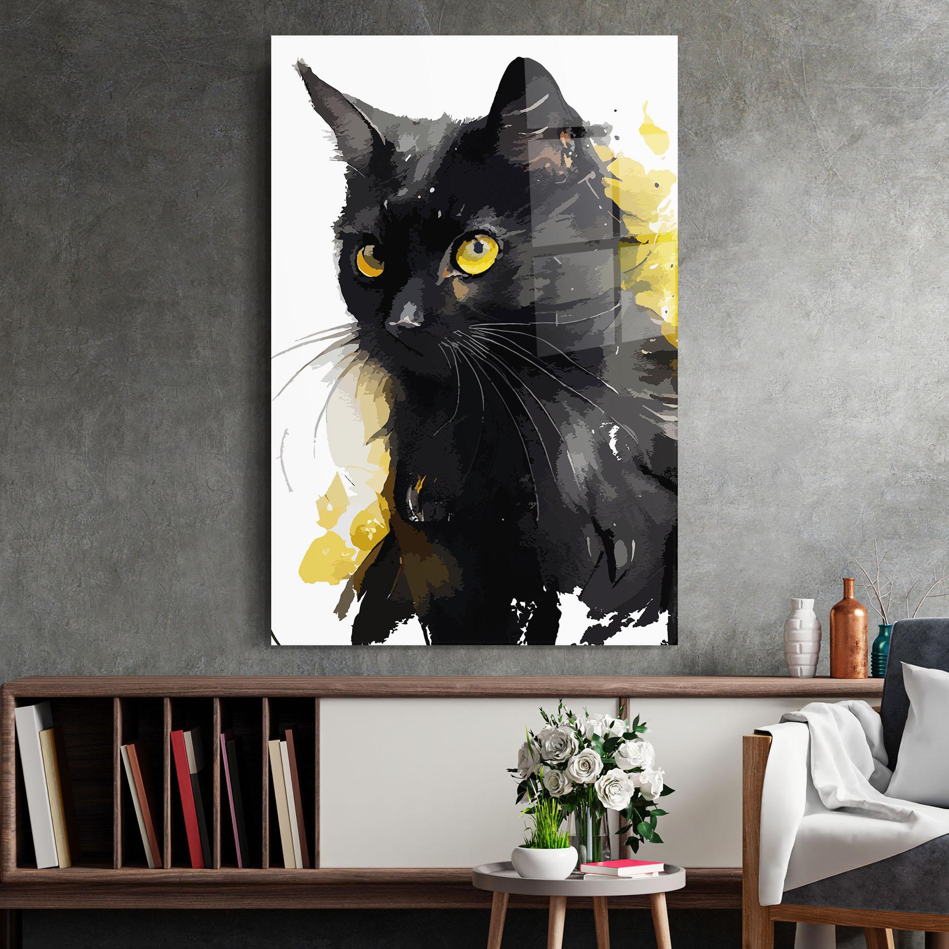 Üvegkép Beautiful Black Cat mockup 2