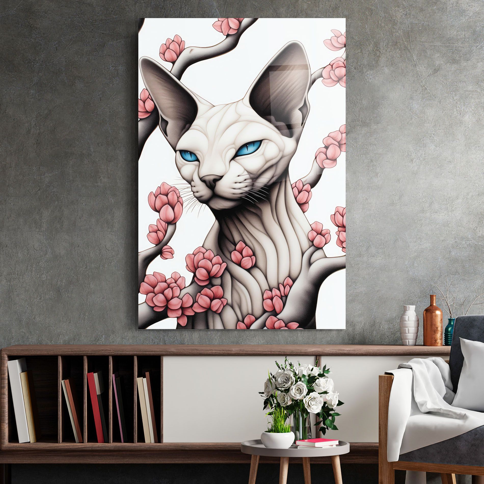Blue Eyes Cat Drawing mockup 2