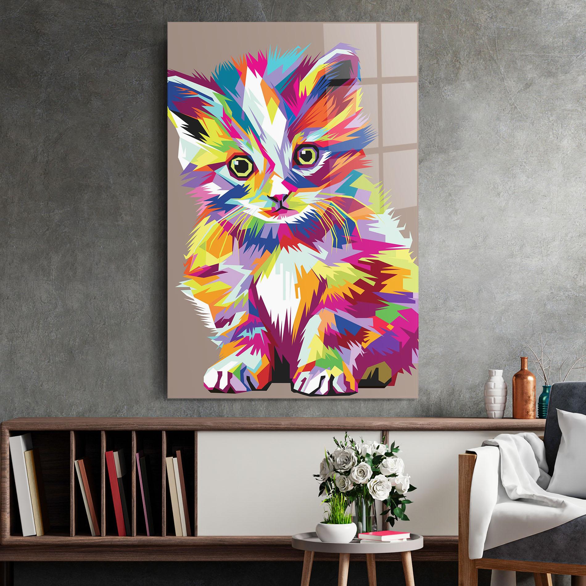 Üvegkép Colorful Cat mockup 2