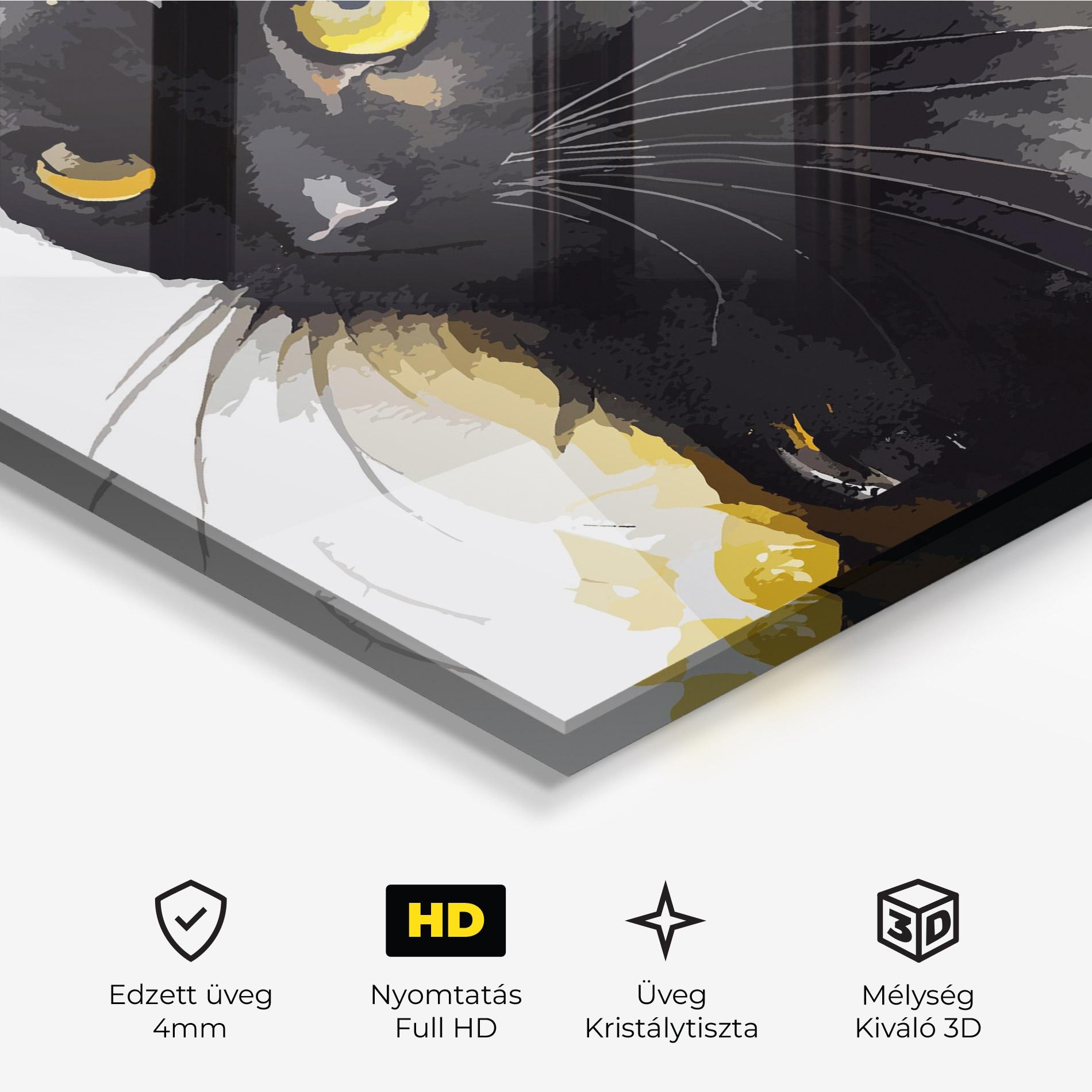 Üvegkép Beautiful Black Cat mockup 3