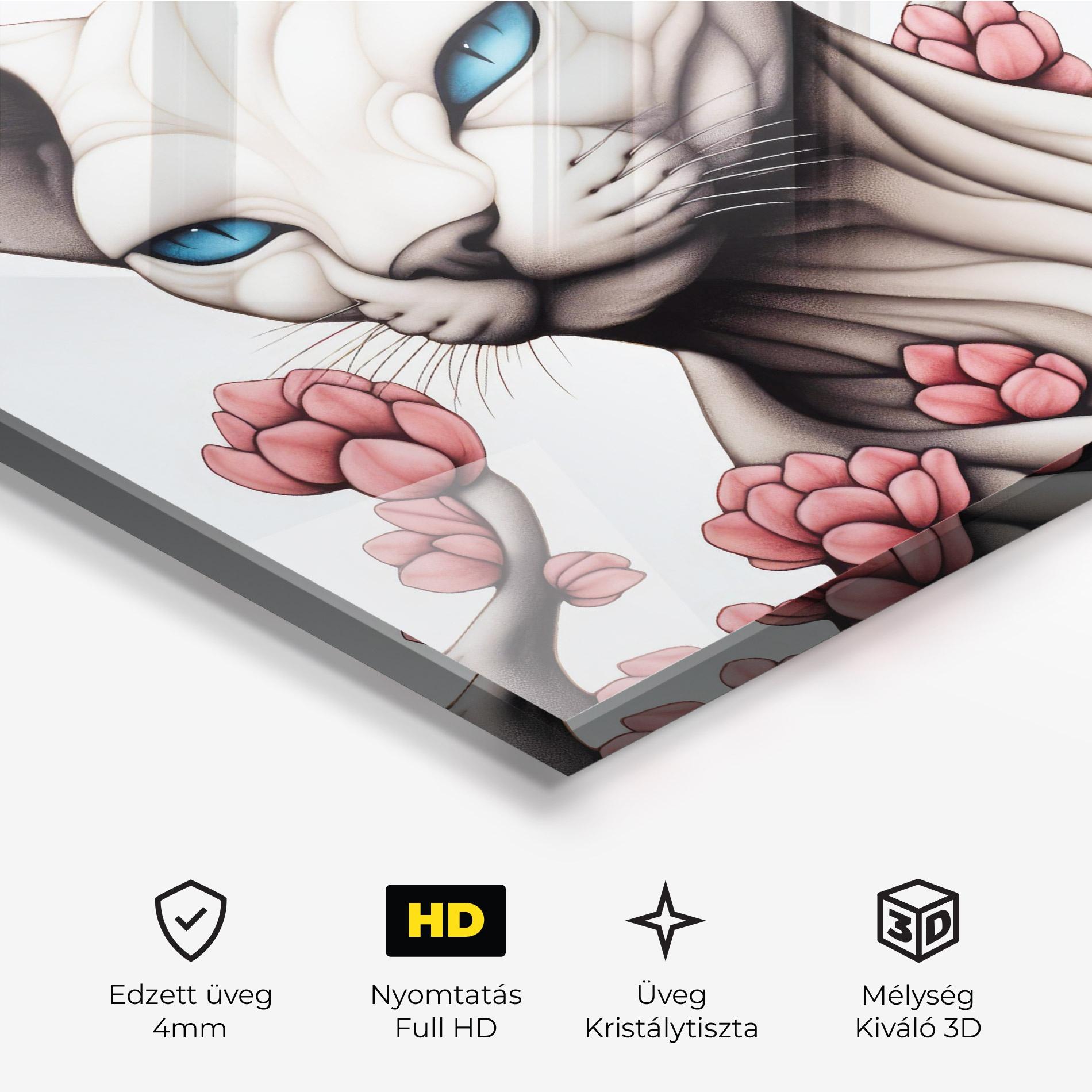 Üvegkép Blue Eyes Cat Drawing mockup 3