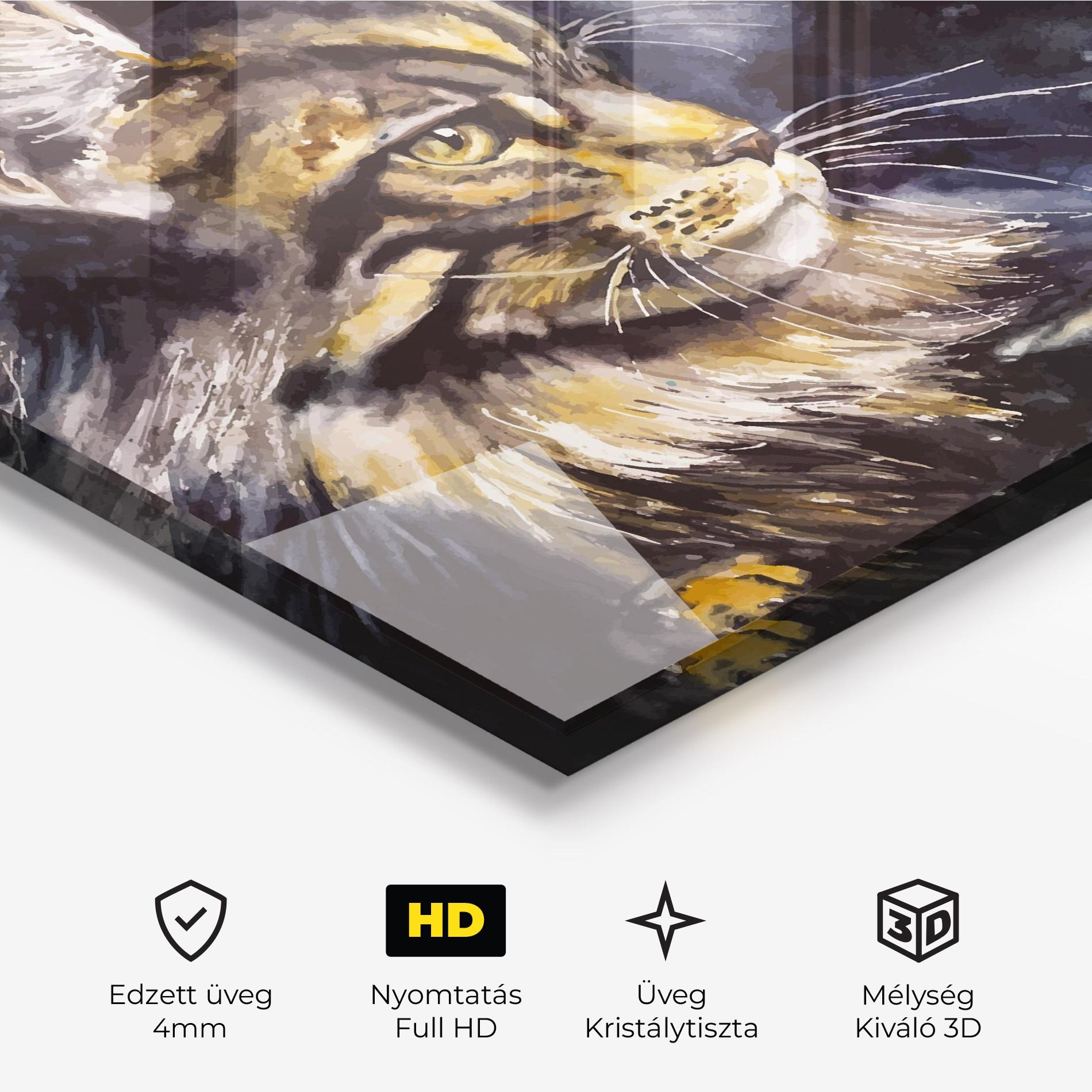 Üvegkép Cat Watercolor Art mockup 3