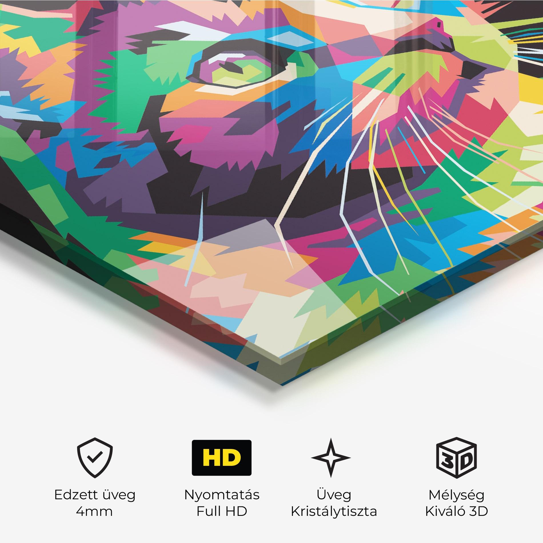 Üvegkép Color Mix Cat mockup 3