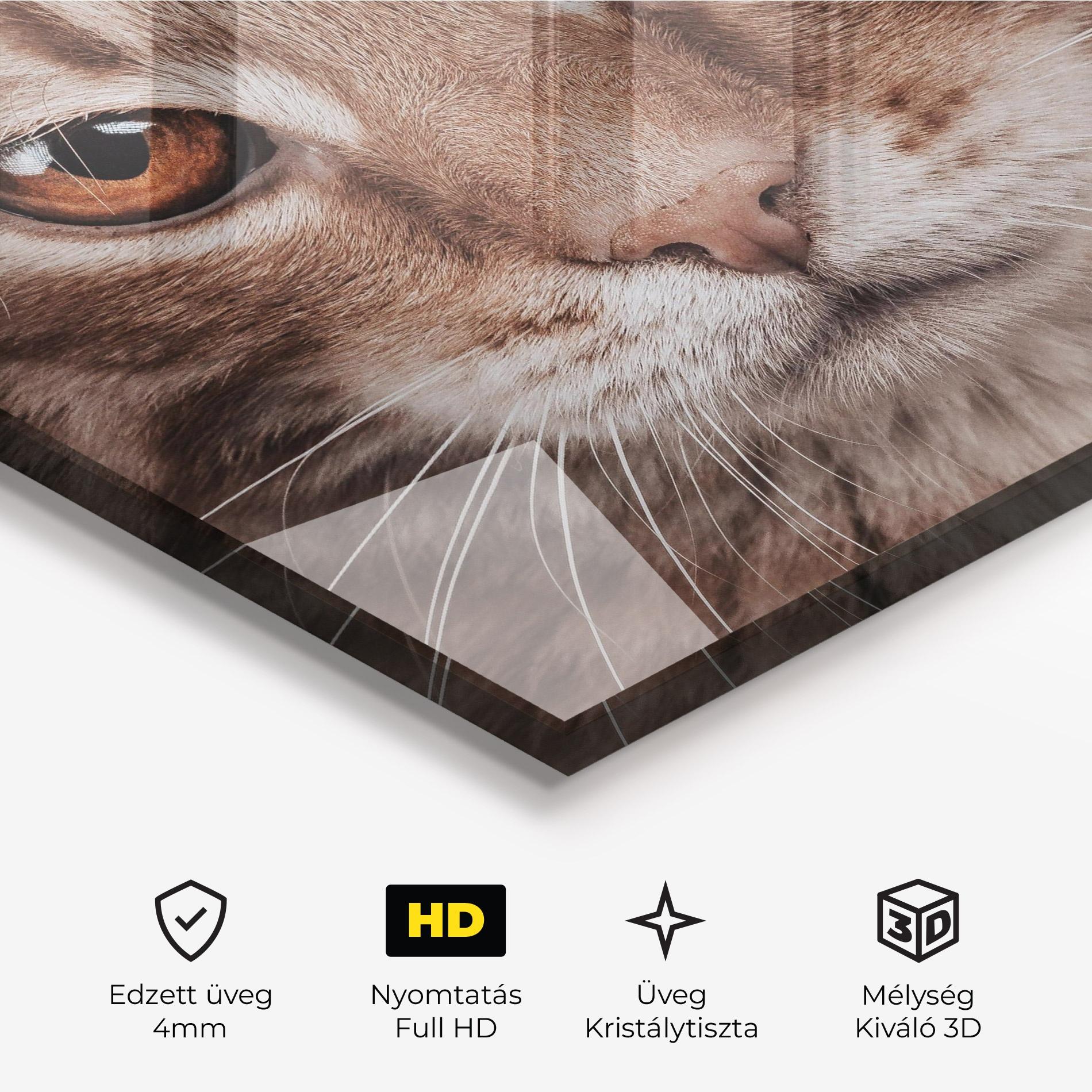 Üvegkép Fire Eyes Cat mockup 3