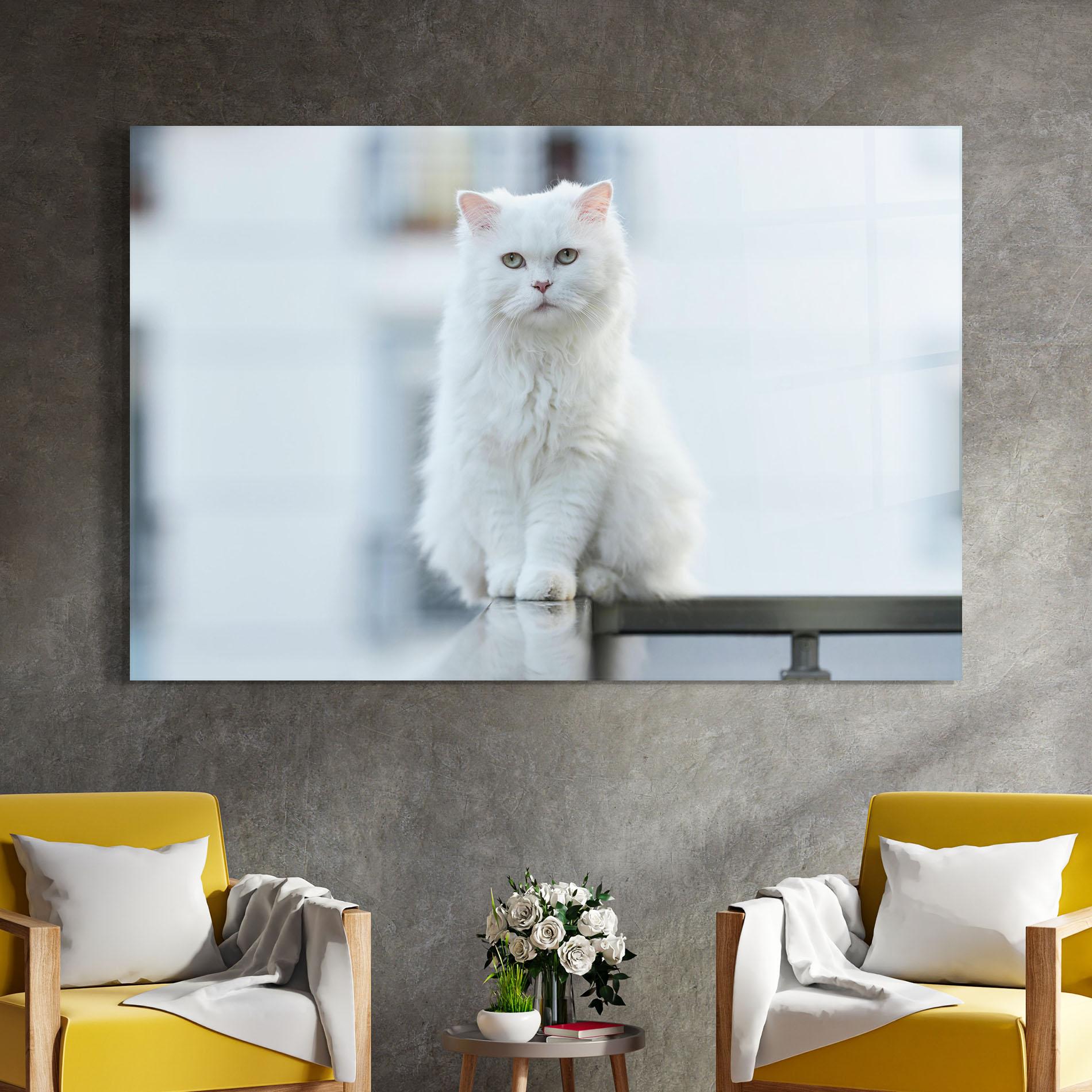Üvegkép Big White Cat mockup 4