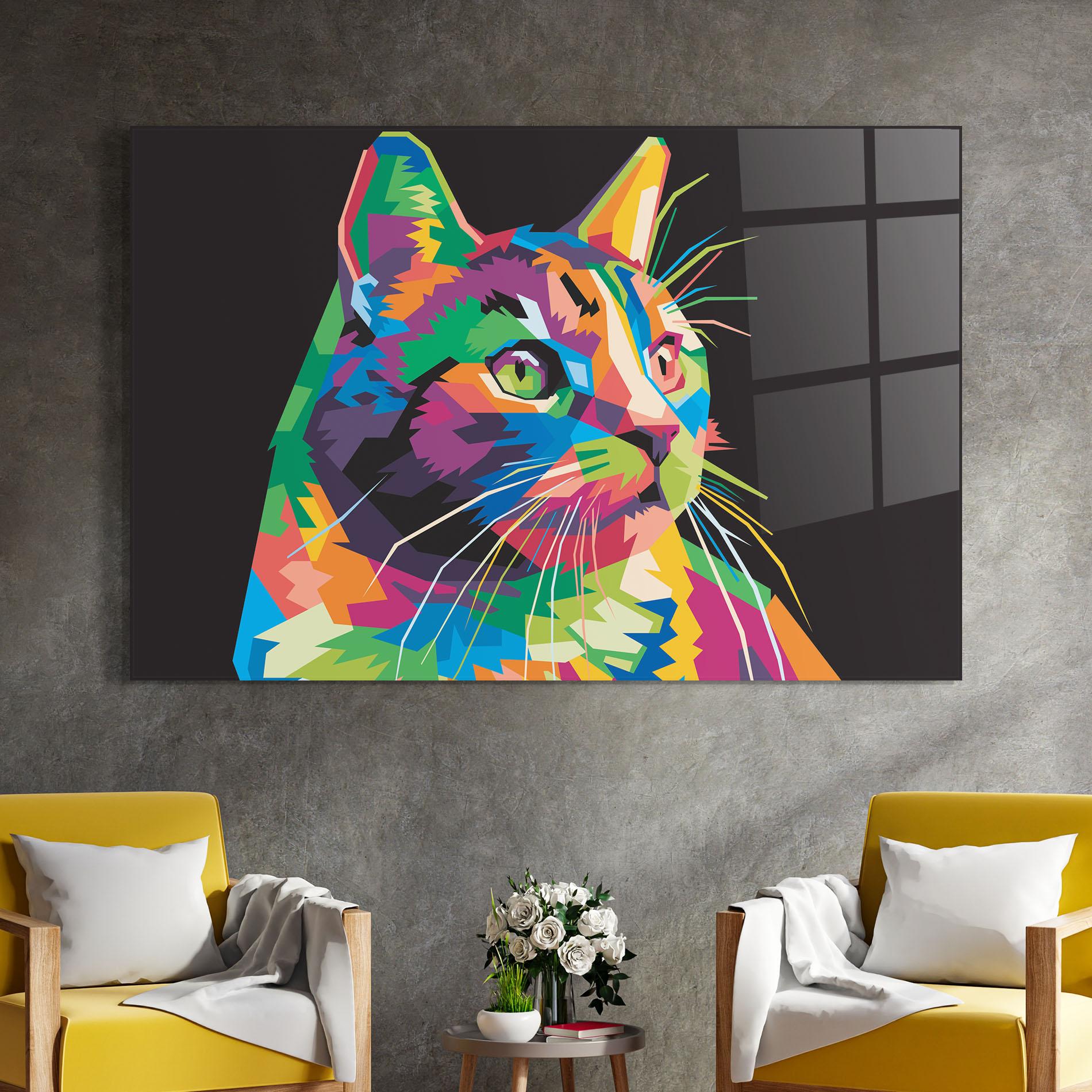 Üvegkép Color Mix Cat mockup 4