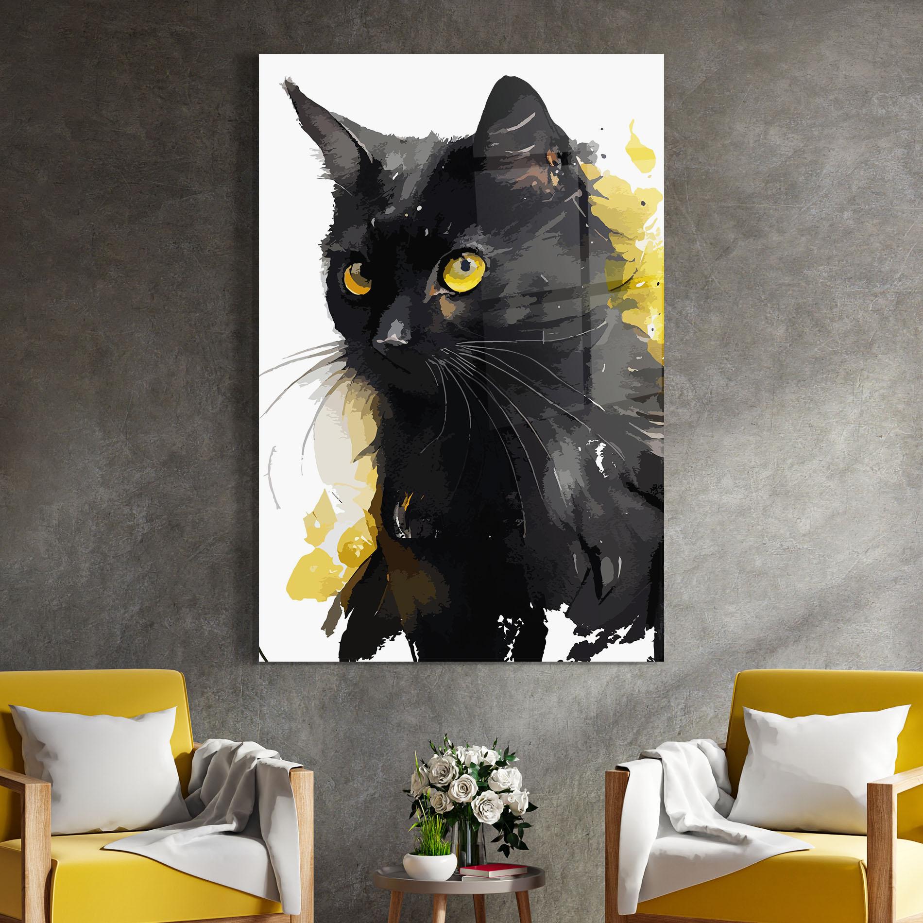 Üvegkép Beautiful Black Cat mockup 4