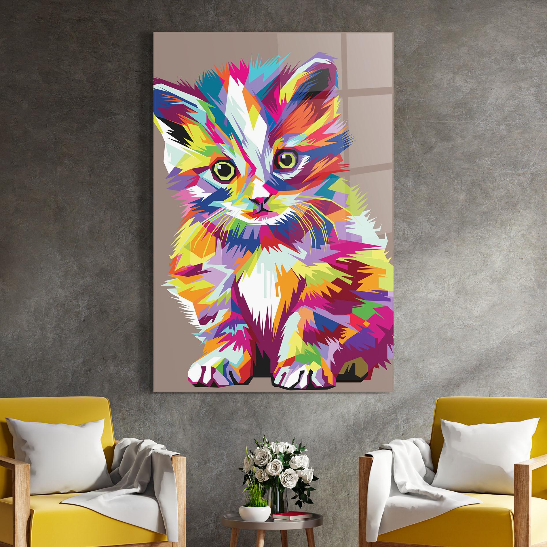 Üvegkép Colorful Cat mockup 4