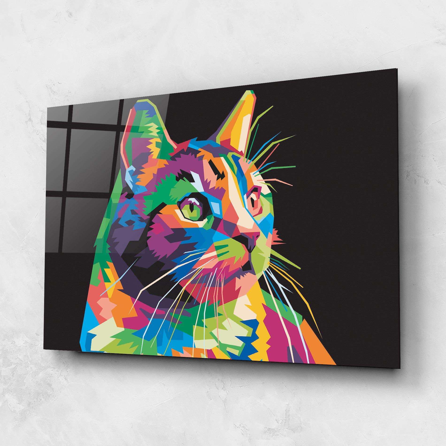 Üvegkép Color Mix Cat mockup 1