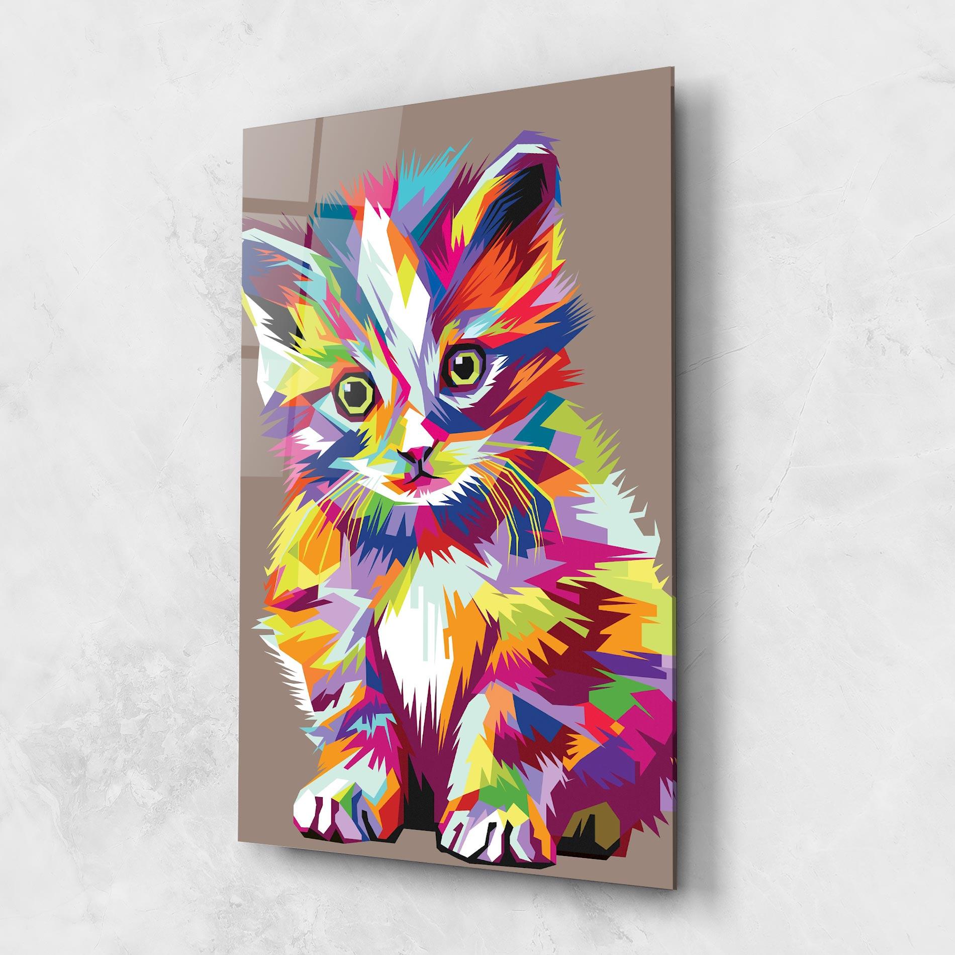 Üvegkép Colorful Cat mockup 1