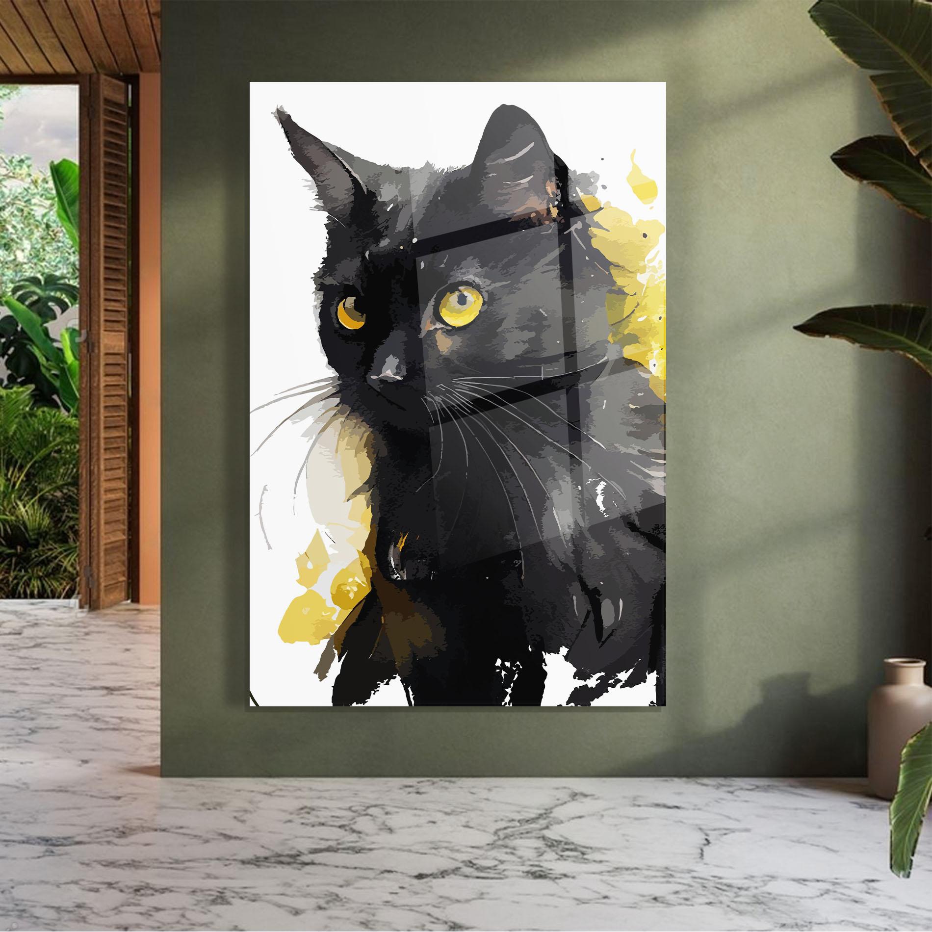 Üvegkép Beautiful Black Cat mockup 7