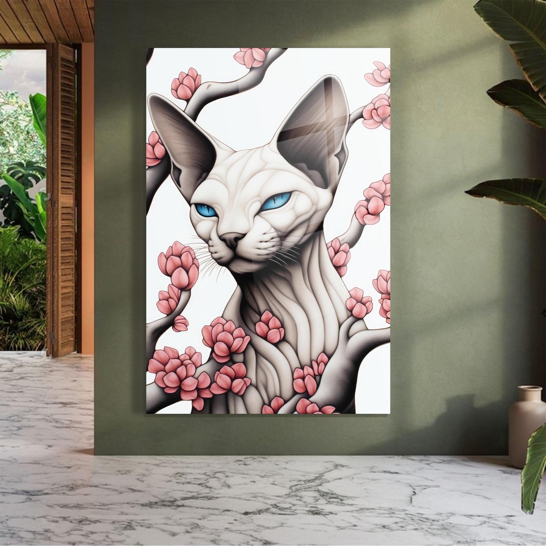 Üvegkép Blue Eyes Cat Drawing mockup 7