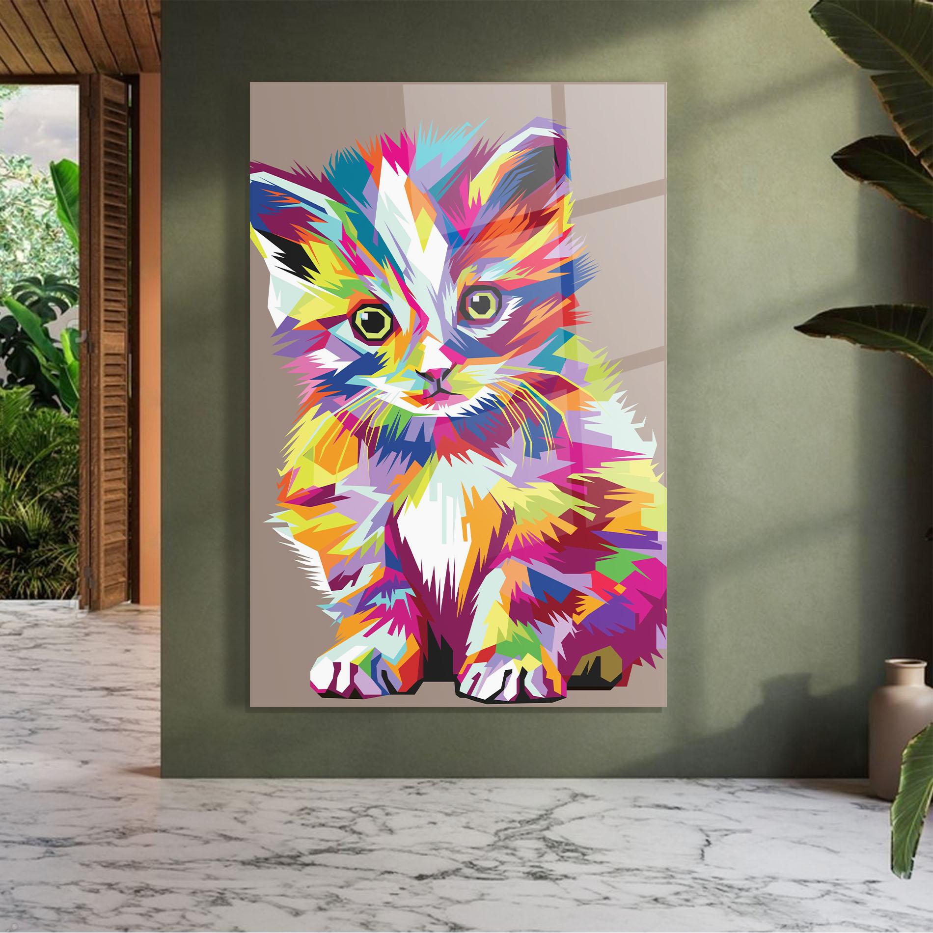 Üvegkép Colorful Cat mockup 7