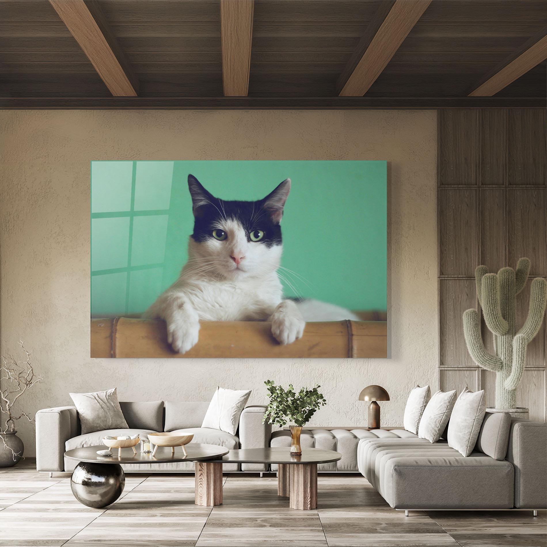 Üvegkép Black White Cat mockup 8