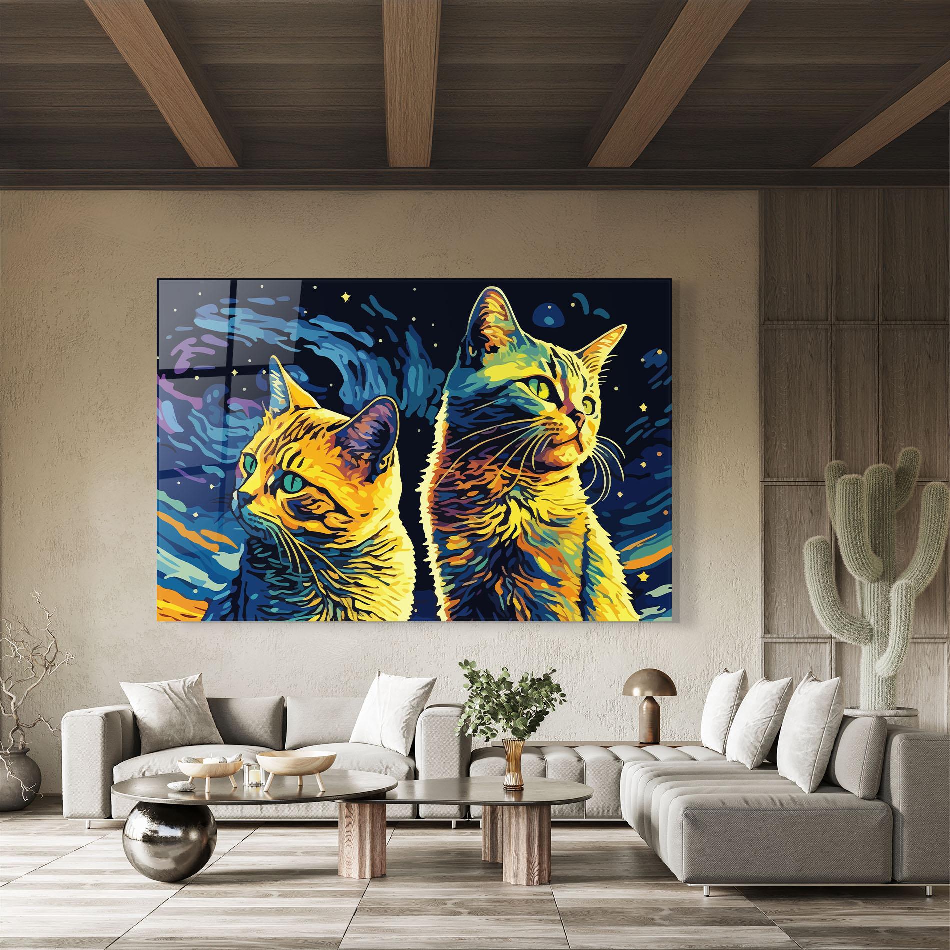 Üvegkép Cat Painting mockup 8