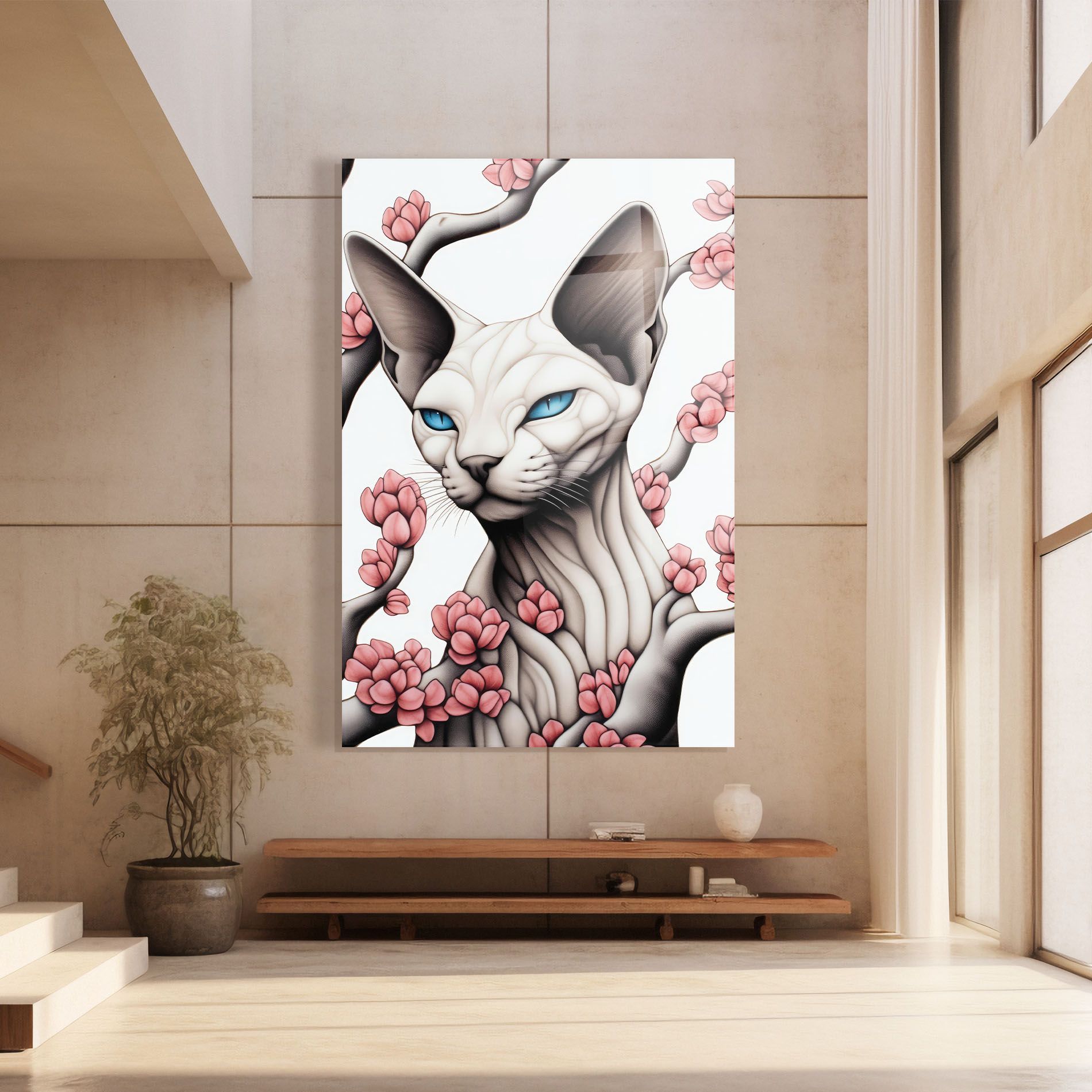 Blue Eyes Cat Drawing mockup 8