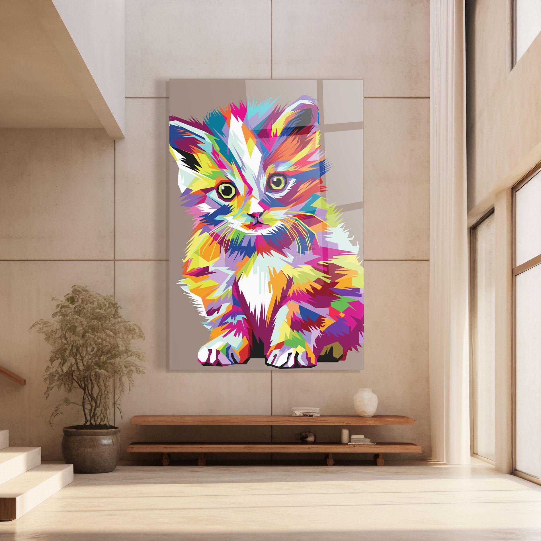 Üvegkép Colorful Cat mockup 8