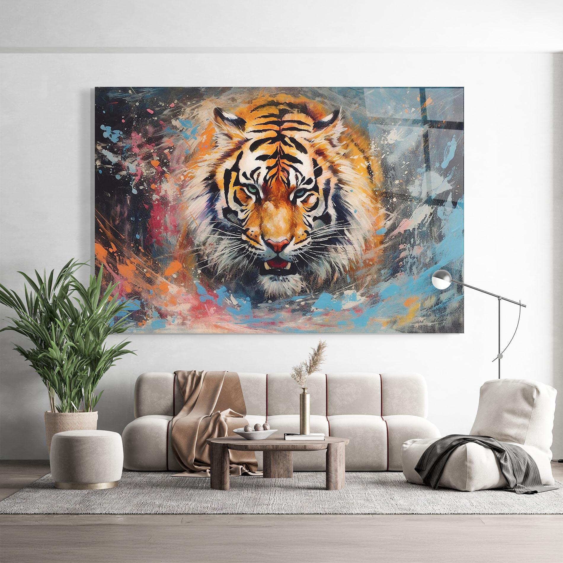 Üvegkép Orange Tiger Painting mockup 9