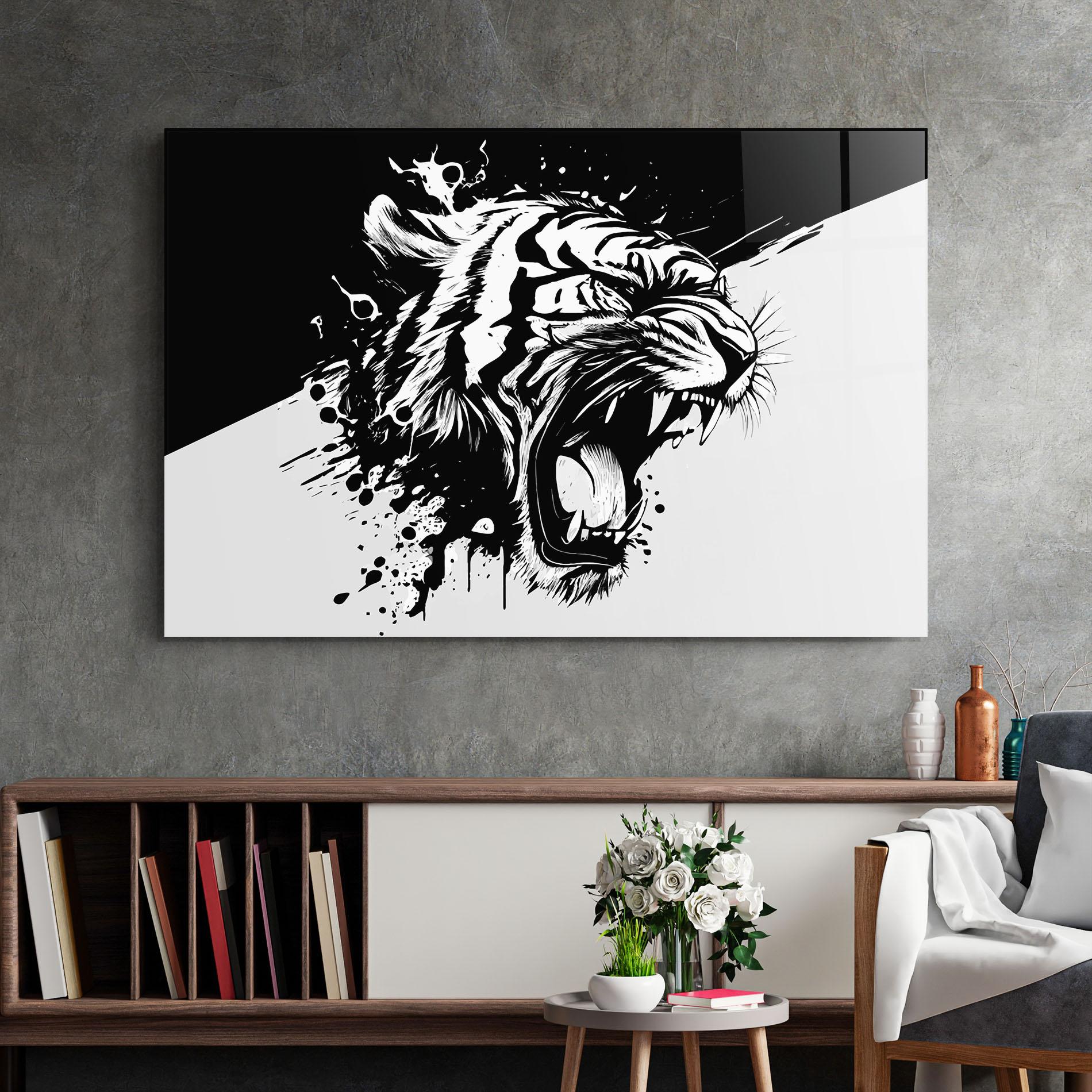 Üvegkép Black Grey Tiger mockup 2