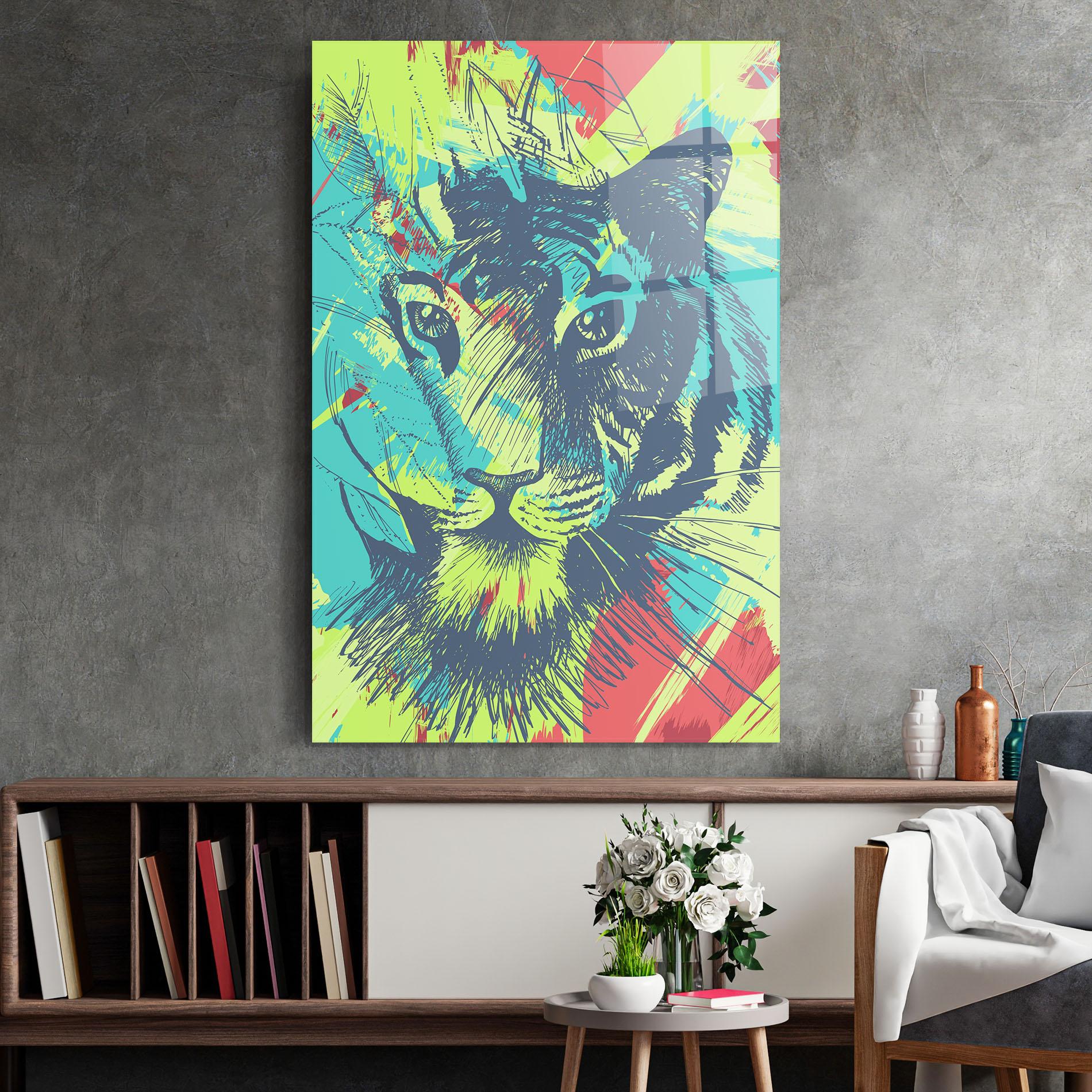 Üvegkép Blue Green Tiger mockup 2