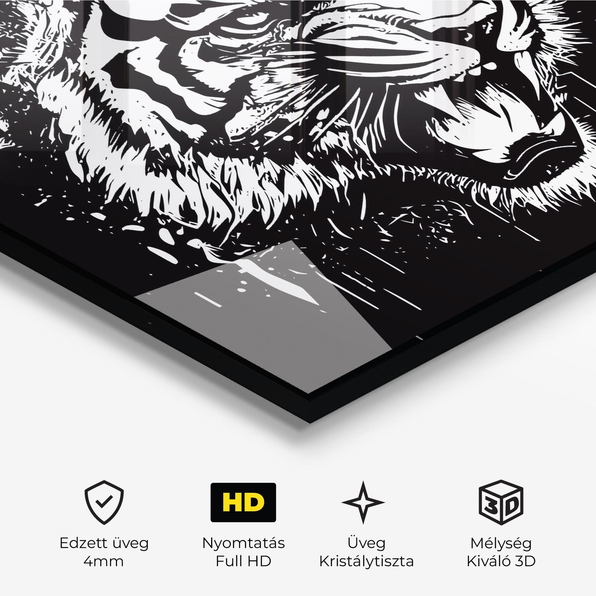 Üvegkép Angry Tiger Head mockup 3