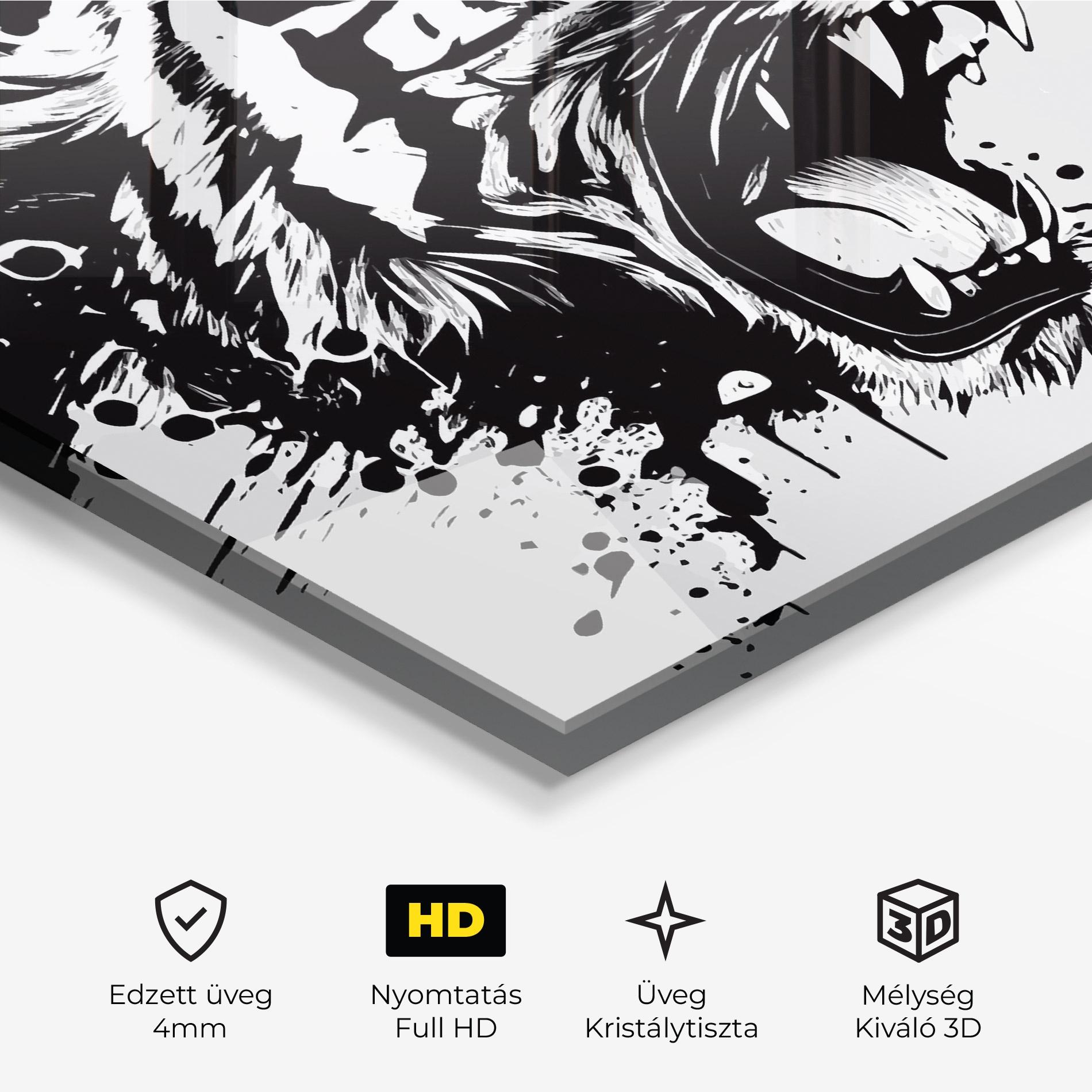 Üvegkép Black Grey Tiger mockup 3