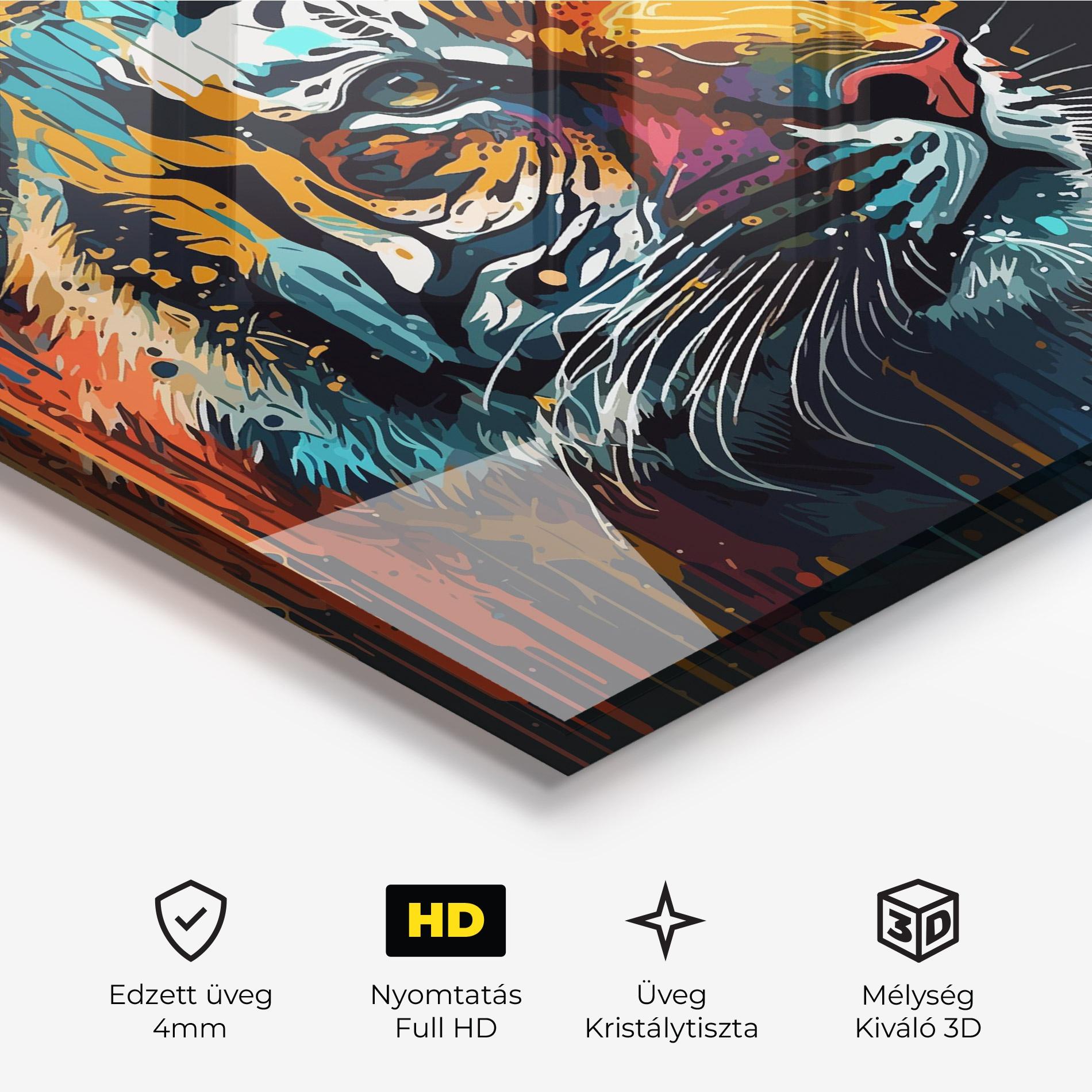 Üvegkép Color Mix Tiger mockup 3