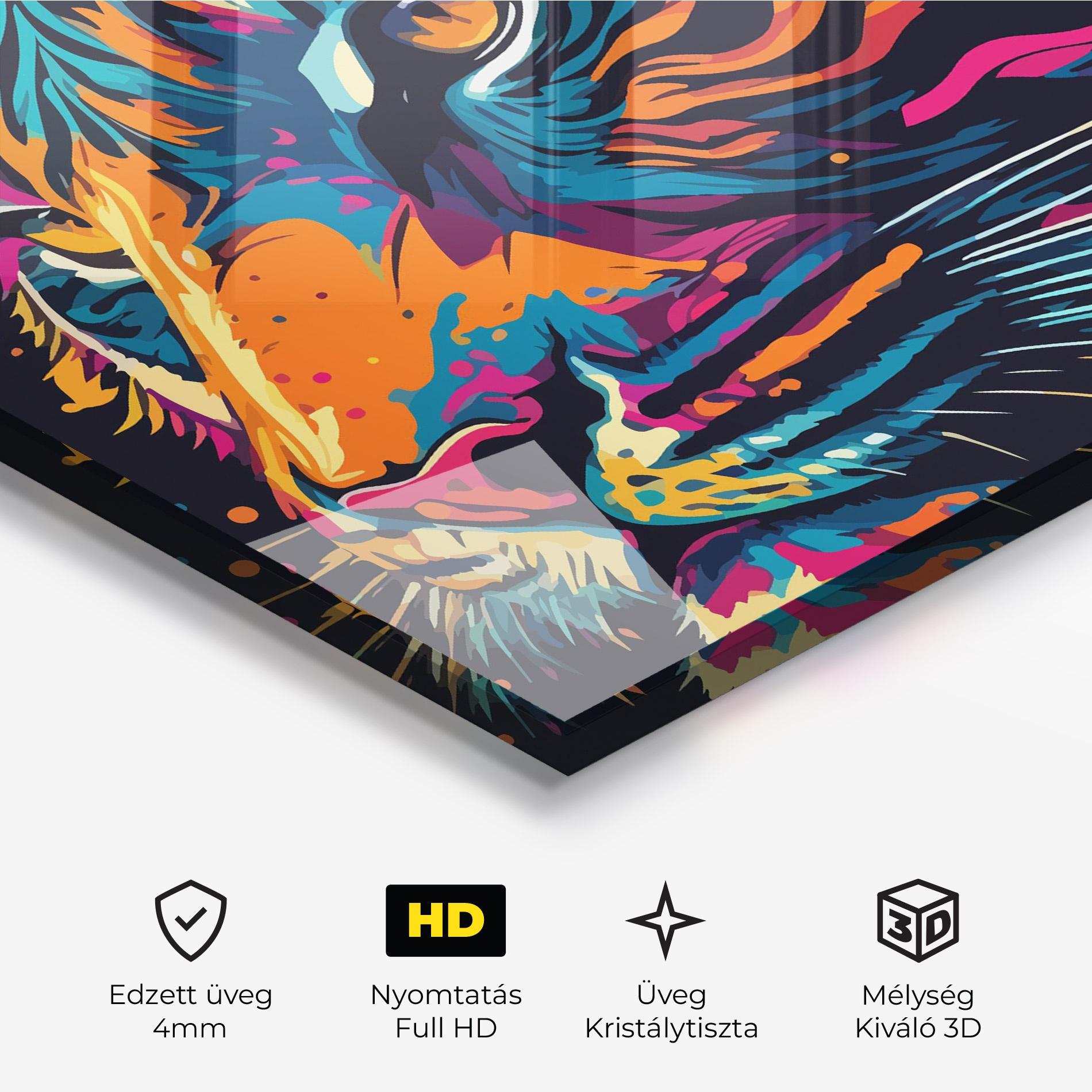 Üvegkép Colorful Tiger mockup 3