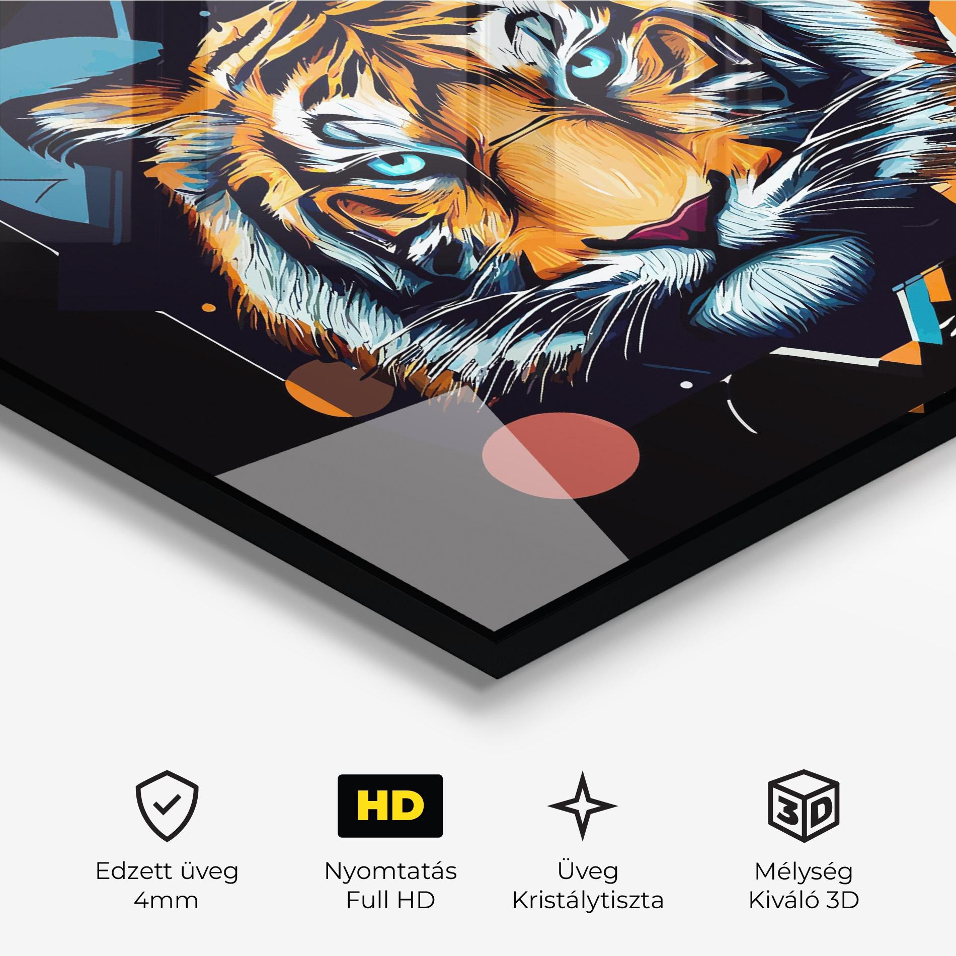 Üvegkép Geometric Tiger mockup 3