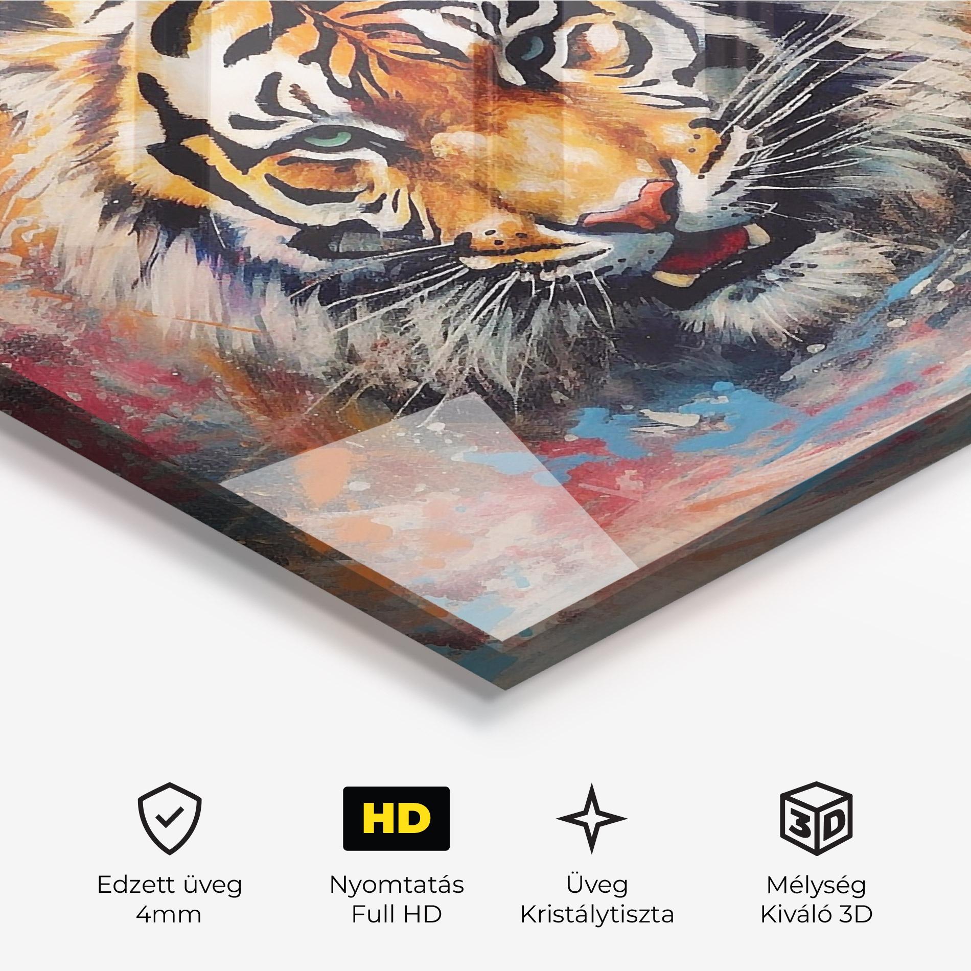 Üvegkép Orange Tiger Painting mockup 3