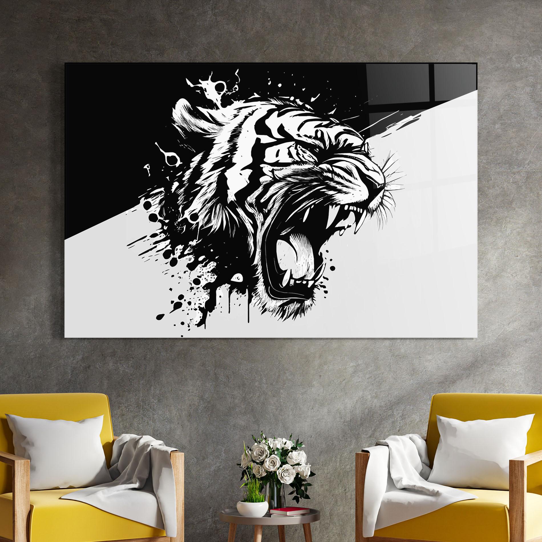 Üvegkép Black Grey Tiger mockup 4