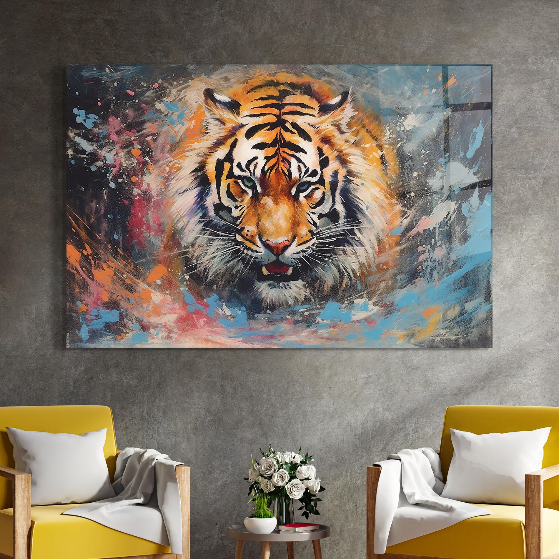 Üvegkép Orange Tiger Painting mockup 4