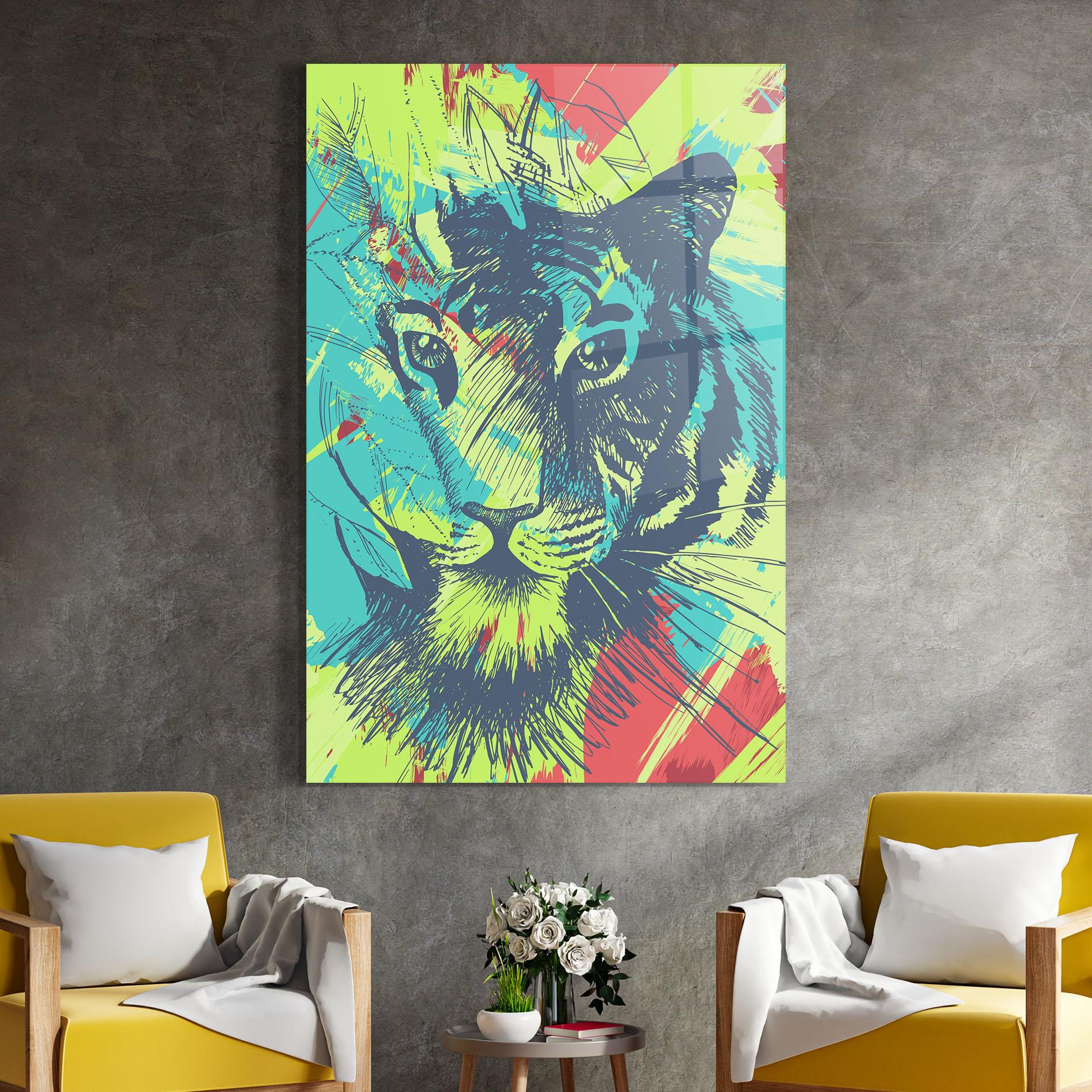 Üvegkép Blue Green Tiger mockup 4