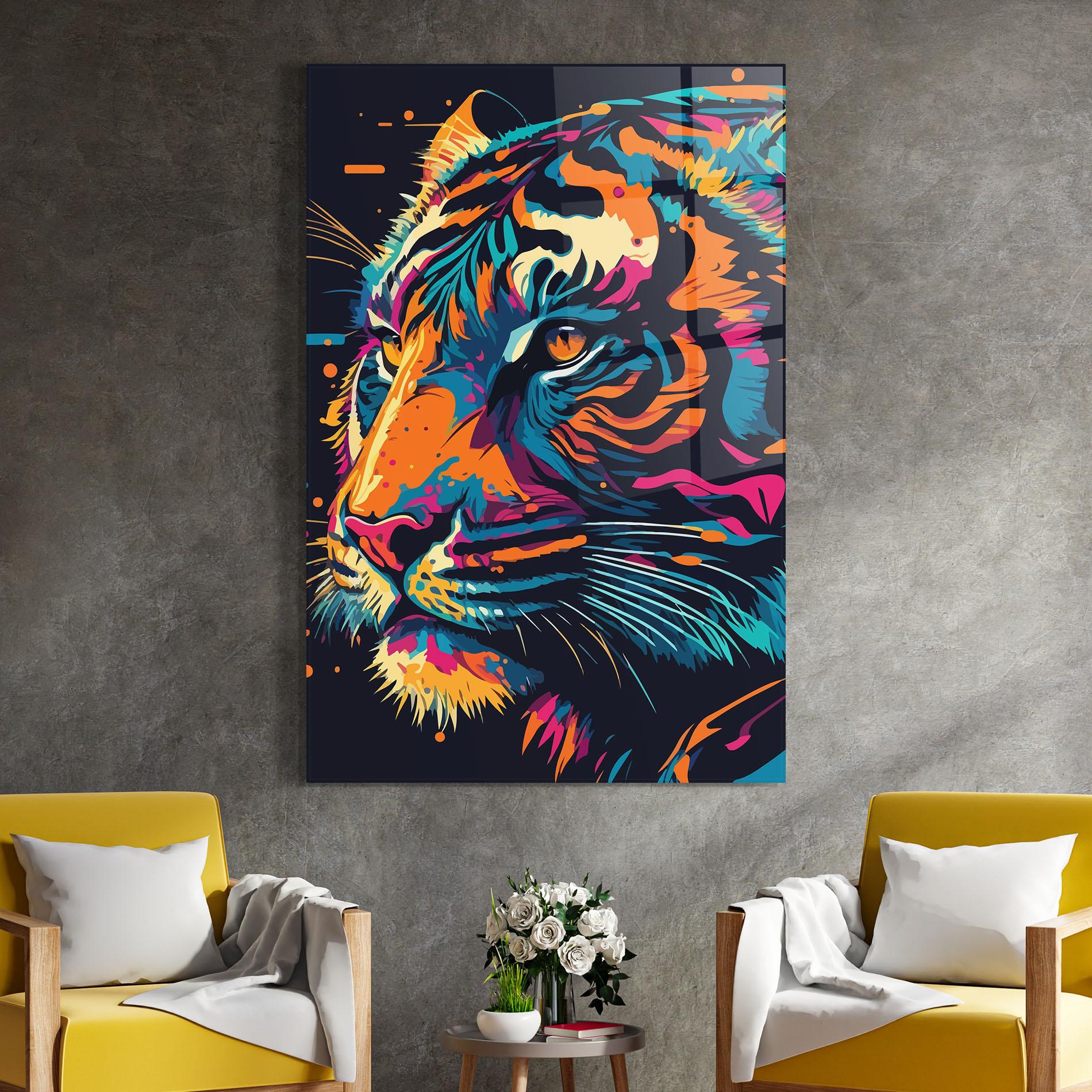 Üvegkép Colorful Tiger mockup 4