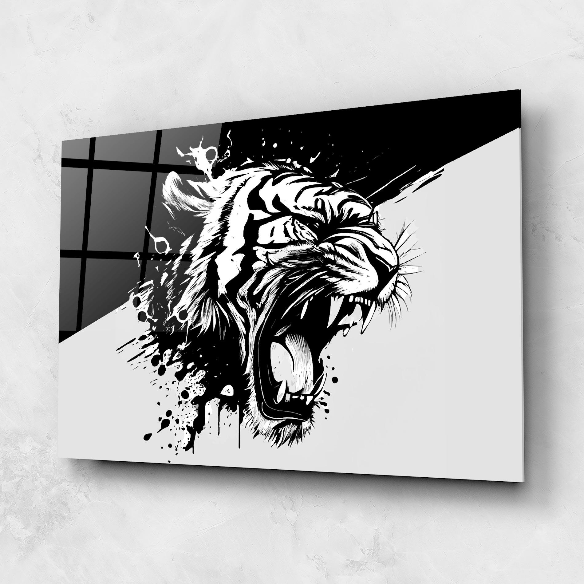 Üvegkép Black Grey Tiger mockup 1