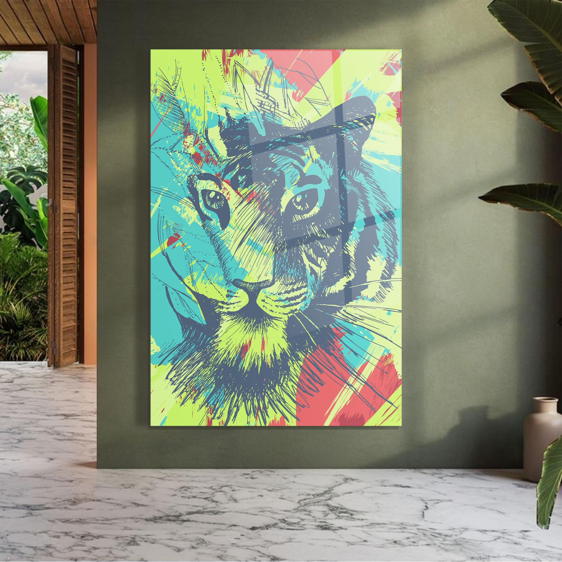 Üvegkép Blue Green Tiger mockup 7