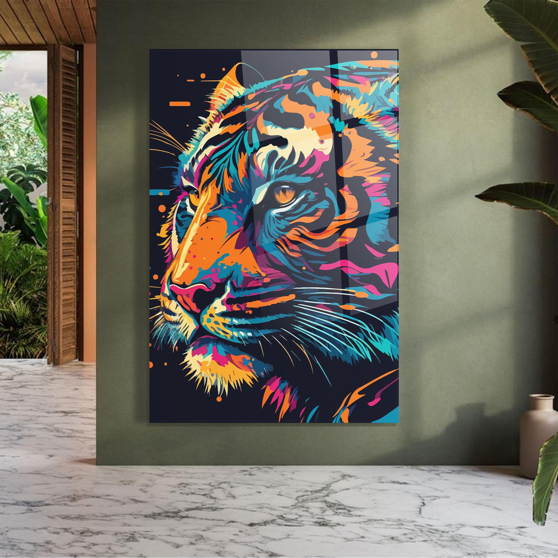Üvegkép Colorful Tiger mockup 7