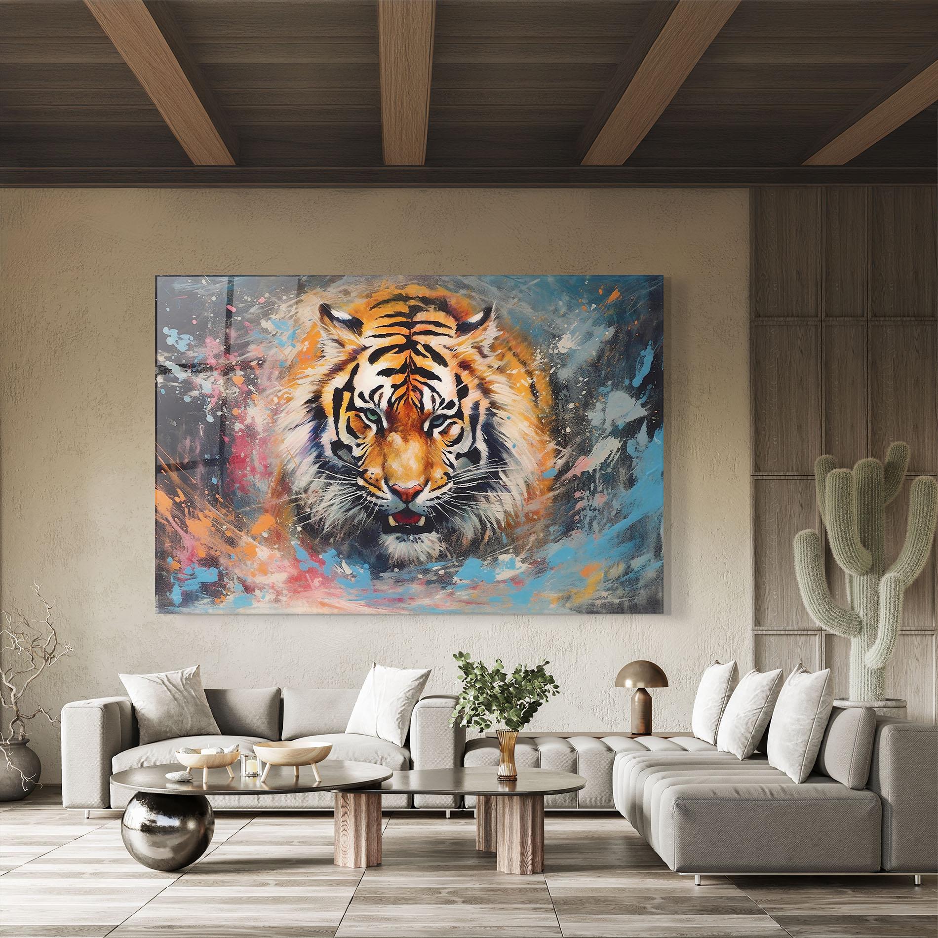 Üvegkép Orange Tiger Painting mockup 8
