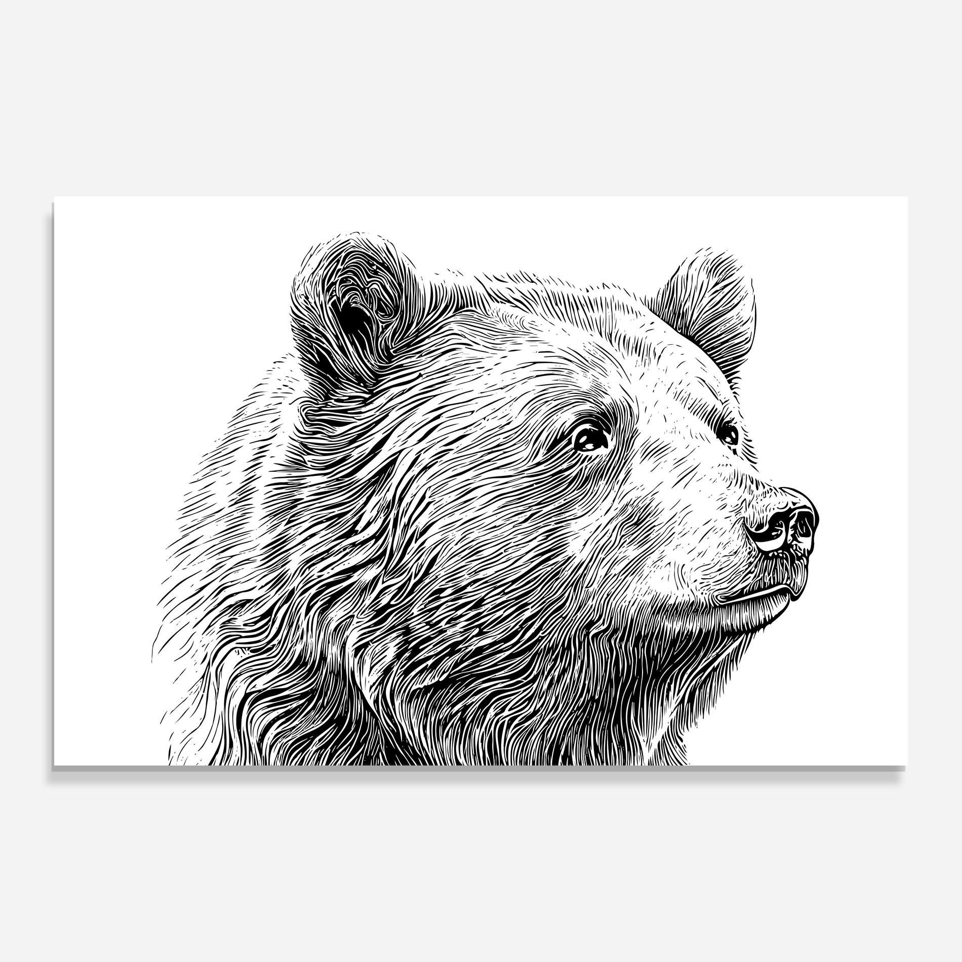 Üvegkép Bear Portrait Line mockup 0