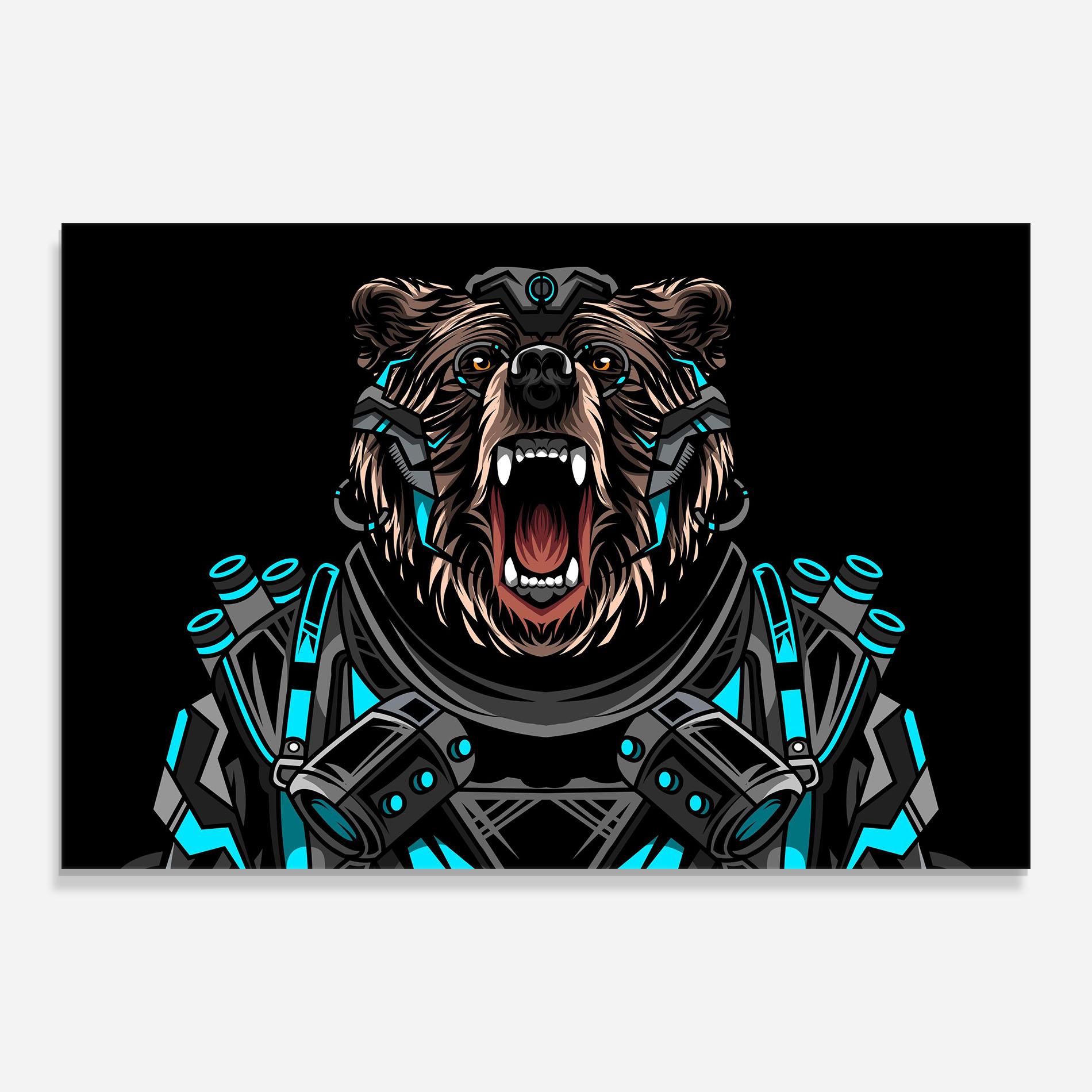 Üvegkép Black Cyborg Bear mockup 0