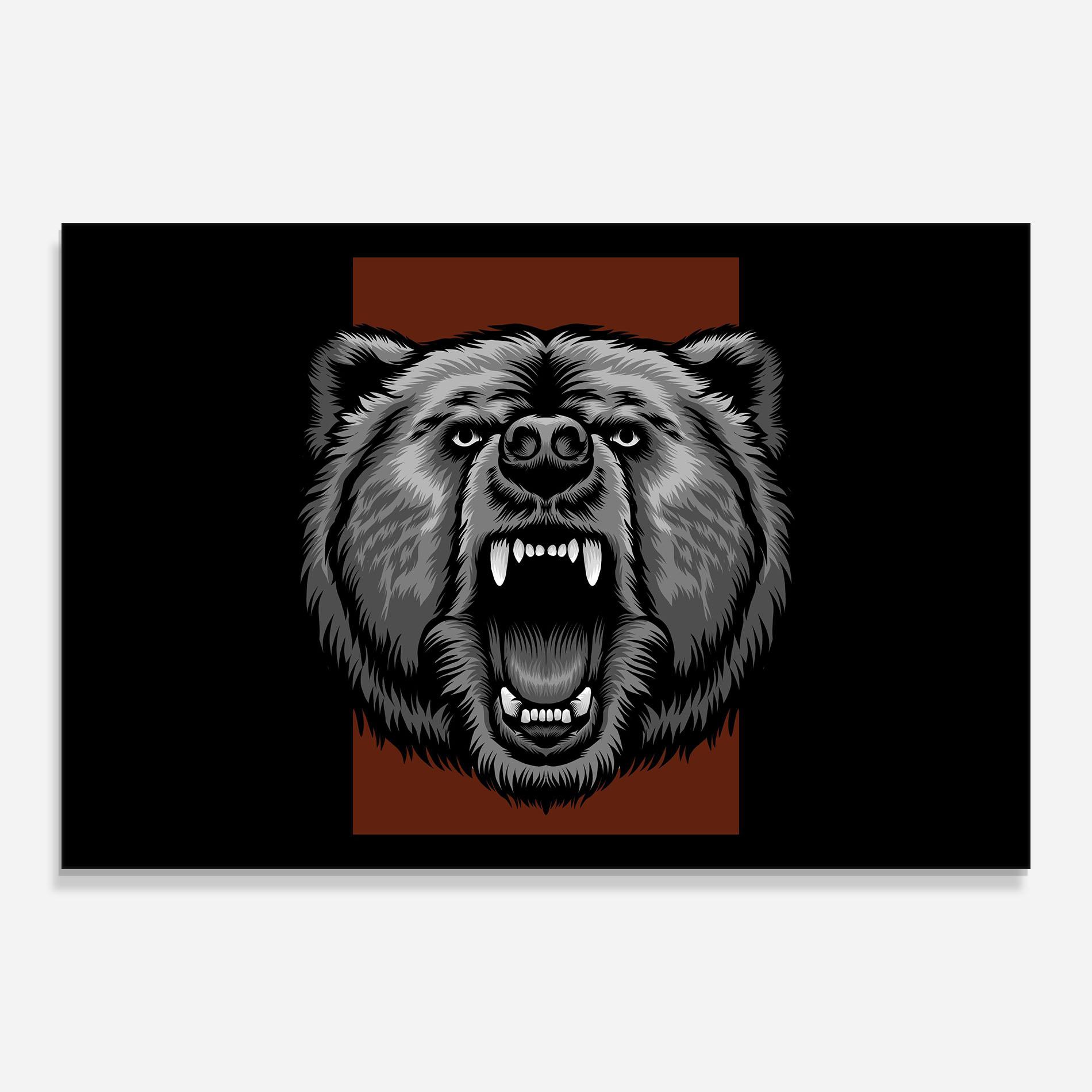 Üvegkép Grey Bear Head mockup 0